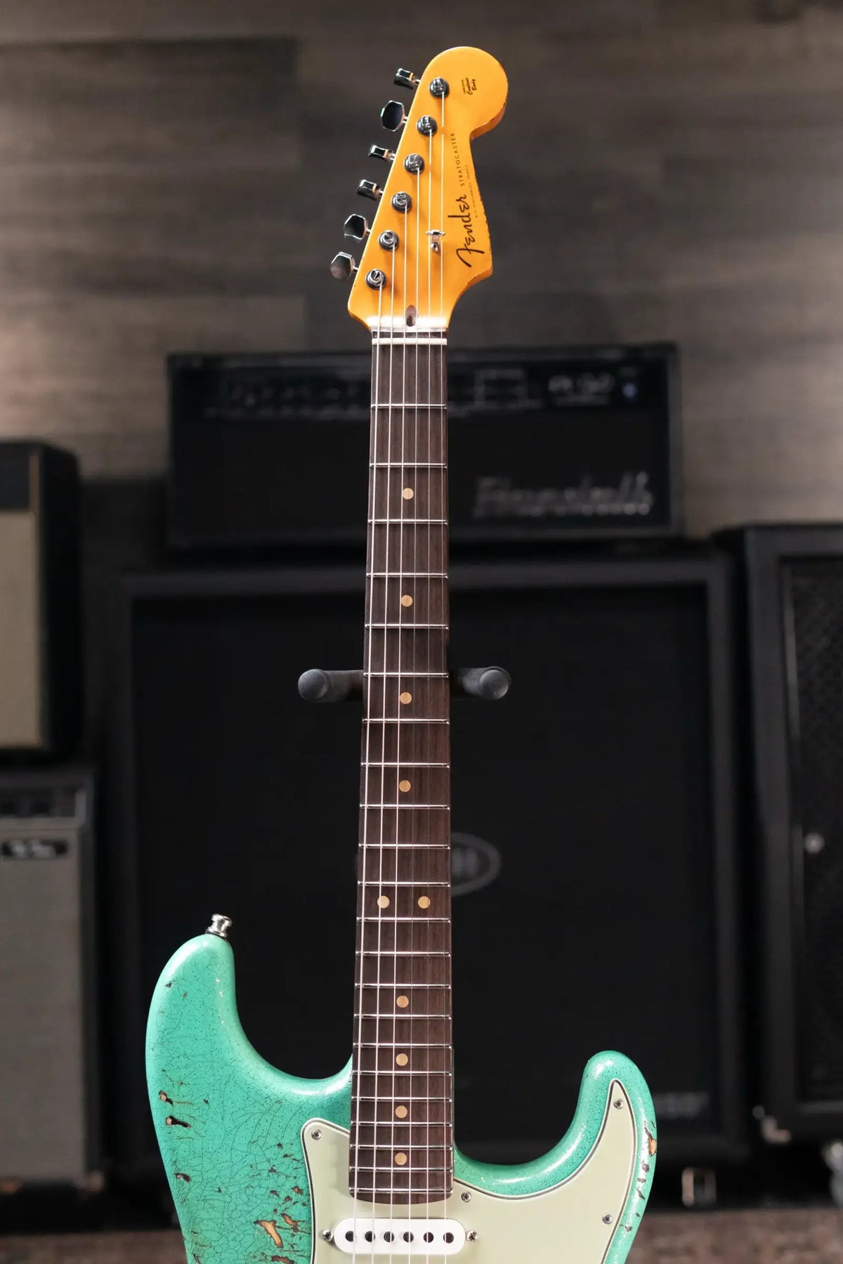 Fender Custom Shop LR25-Custom Deluxe HBS-1 Stratocaster Heavy Relic Electric Guitar - Seafoam Green Sparkle/3-Color Sunburst with Hardshell Case