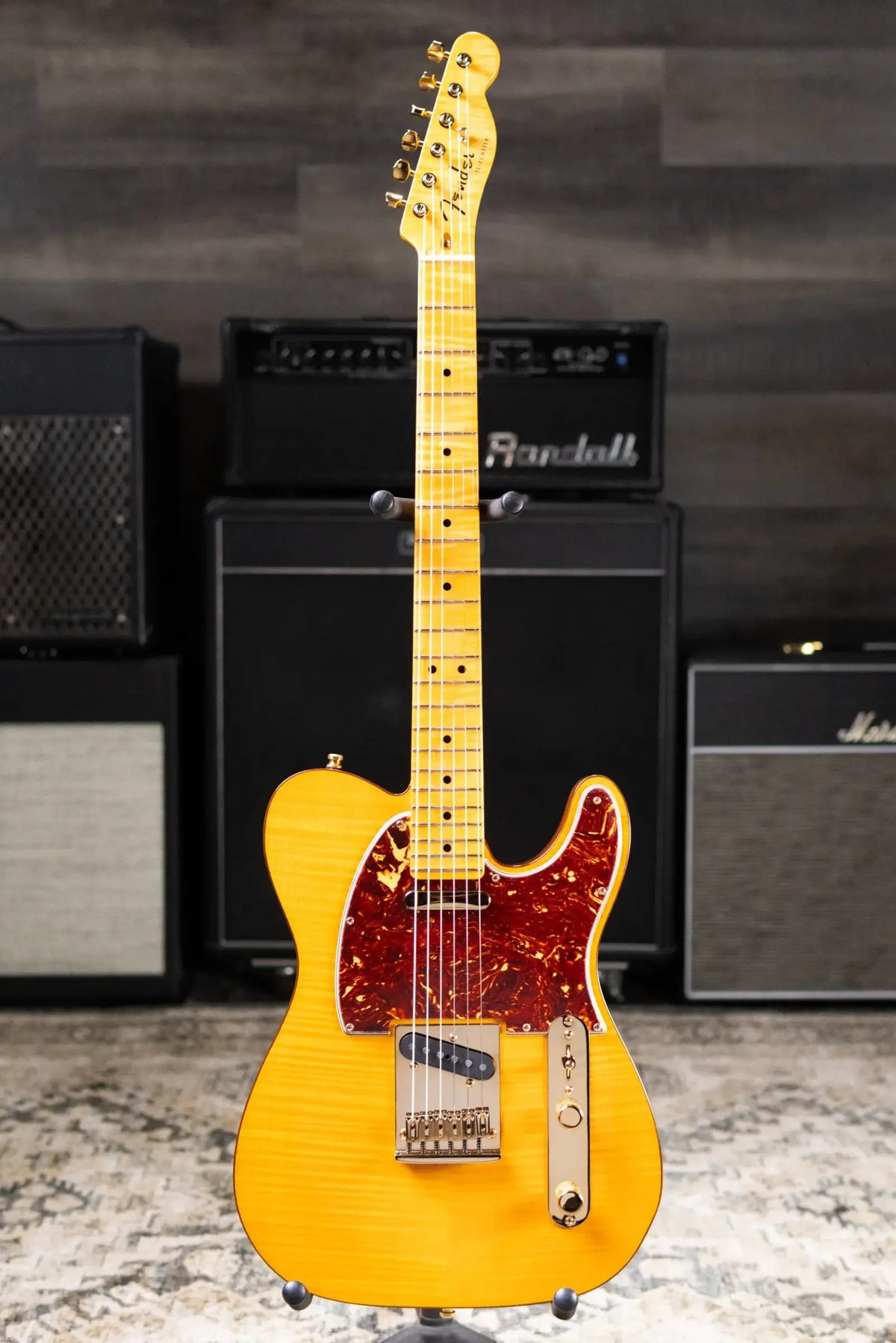 Fender Custom Shop Limited Edition Deluxe AAA Flame Telecaster Electric Guitar - Amber with Hardshell Case