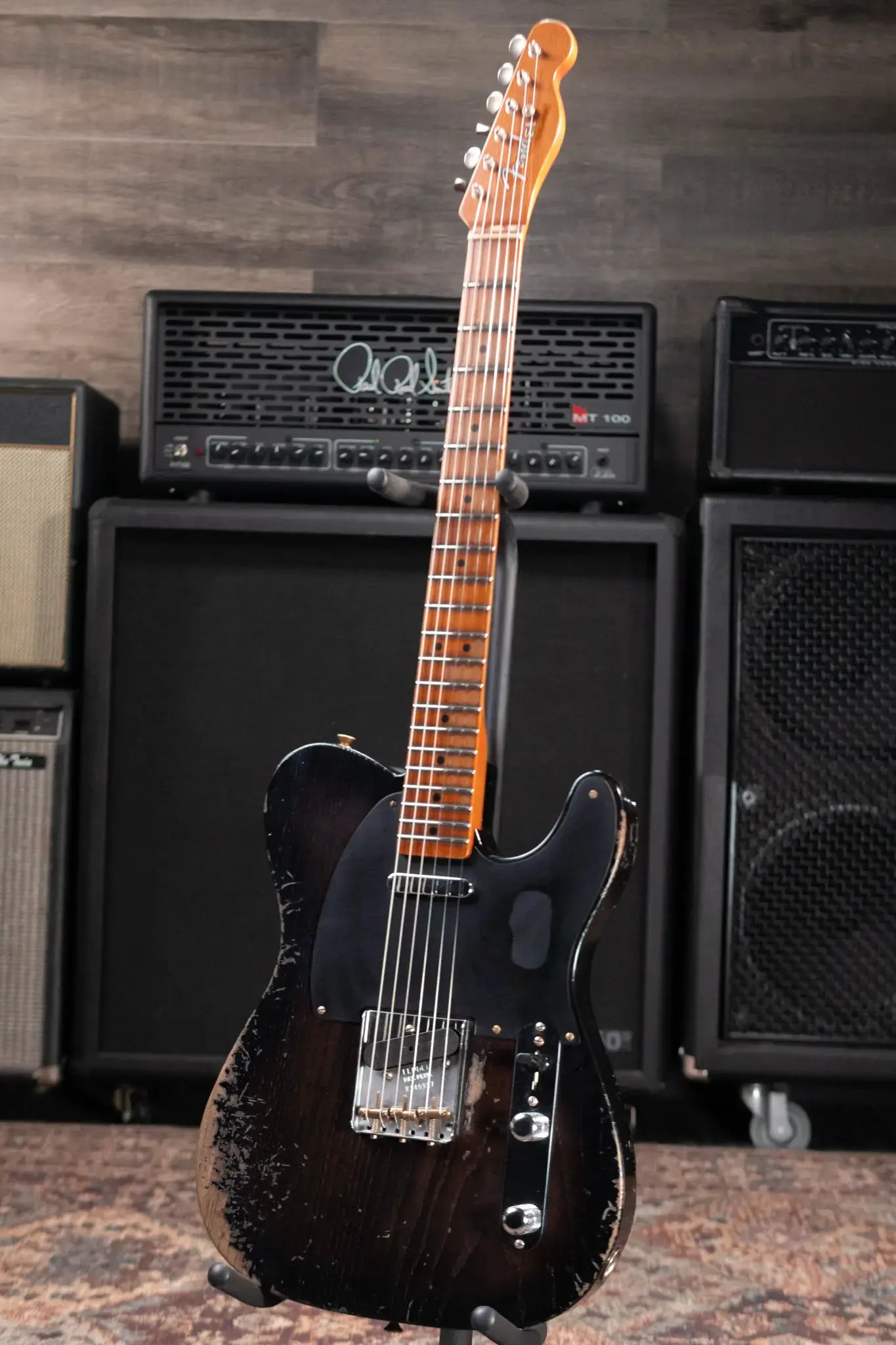 Fender Custom Shop Limited Edition Roasted Reverse '50s Telecaster Heavy Relic Electric Guitar - Ebony Transparent with Hardshell Case