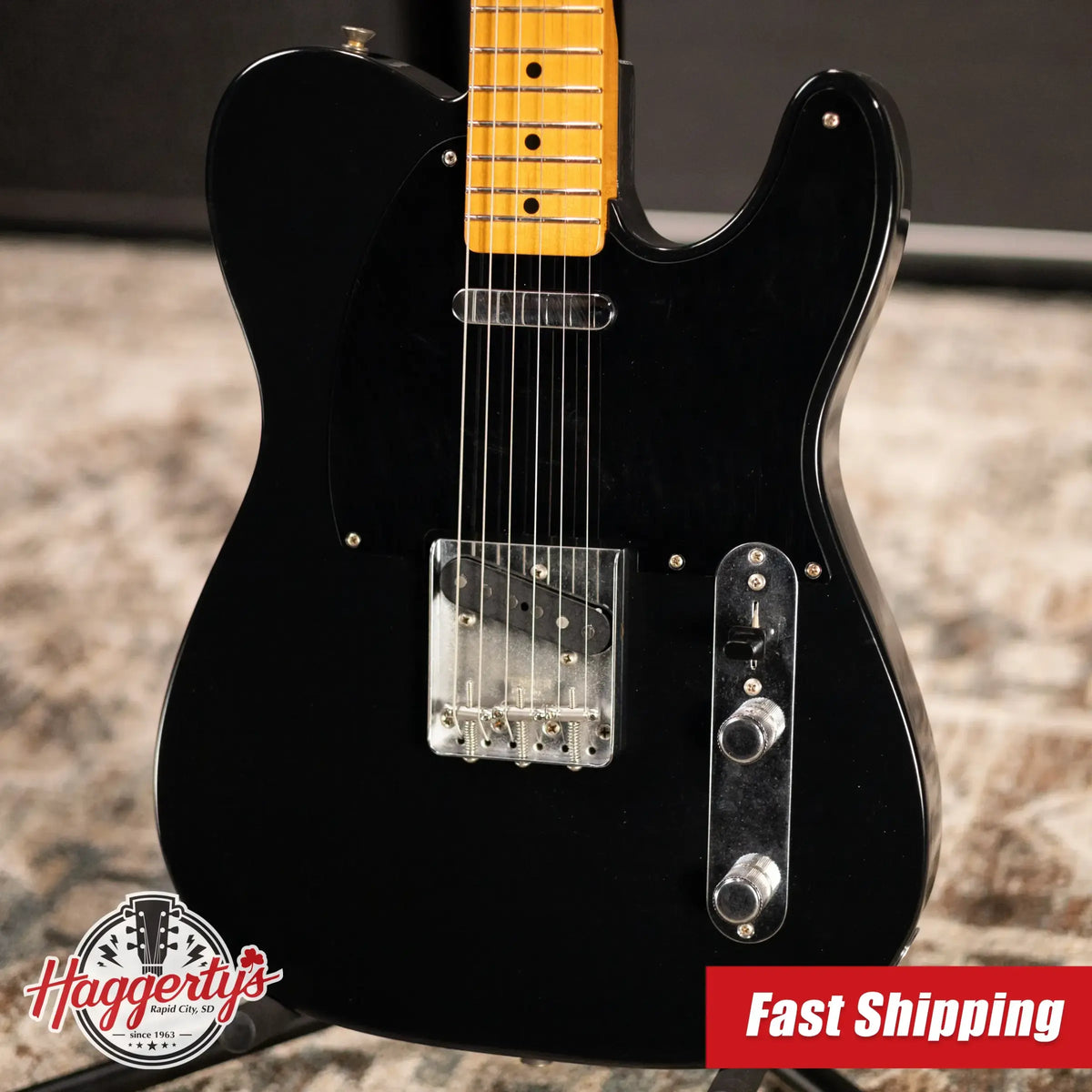 Fender Dealer Exclusive Vintera Road Worn '60s Double Esquire Electric Guitar - Black with Hardshell Case