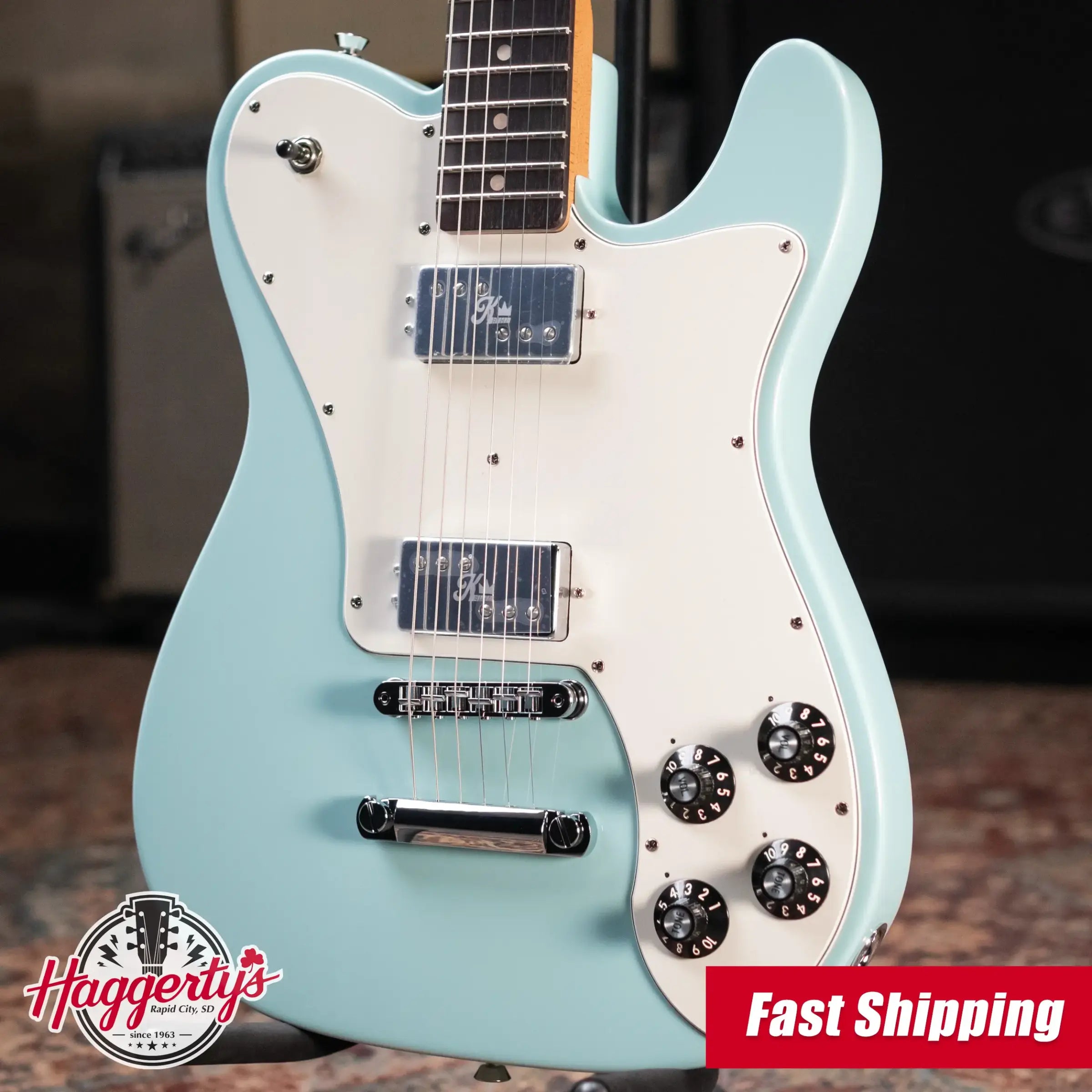 Fender Kingfish Delta Day Telecaster Deluxe Electric Guitar - Daphne Blue with Hardshell Case