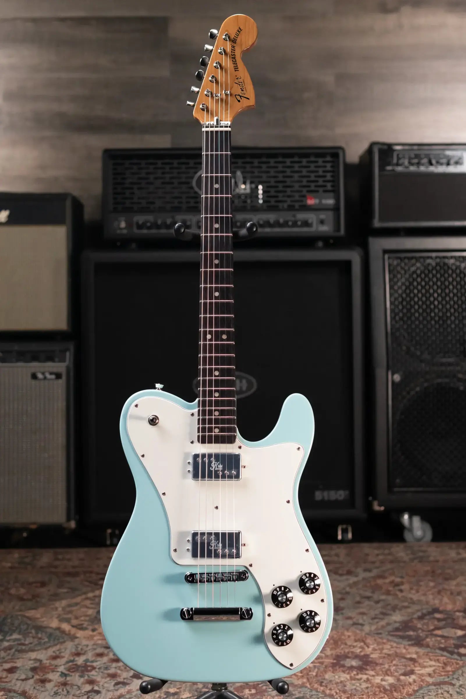 Fender Kingfish Delta Day Telecaster Deluxe Electric Guitar - Daphne Blue with Hardshell Case
