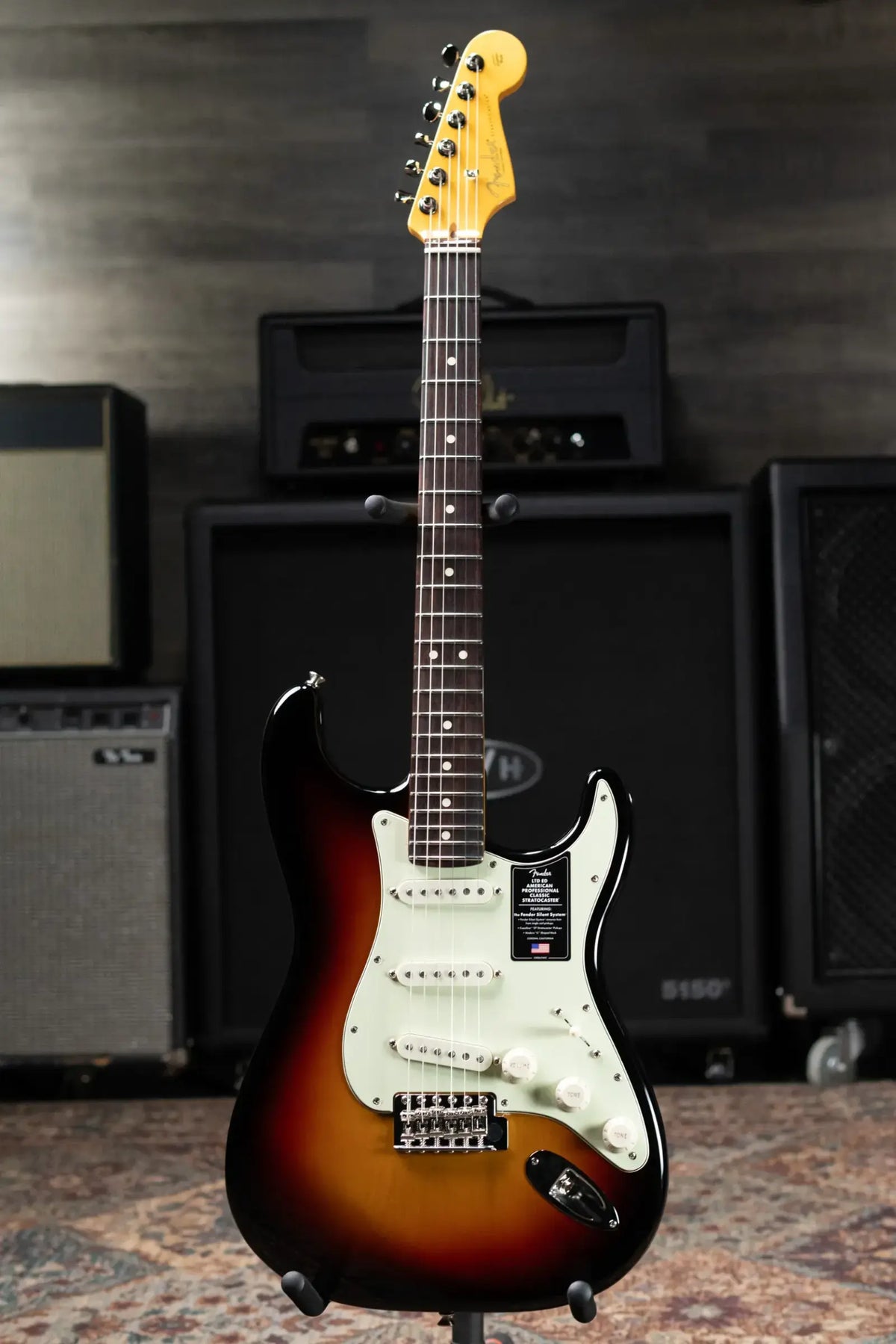 Fender Limited Edition American Professional Classic Stratocaster Electric Guitar Featuring the Silent Circuit - 3-Color Sunburst with Gig Bag