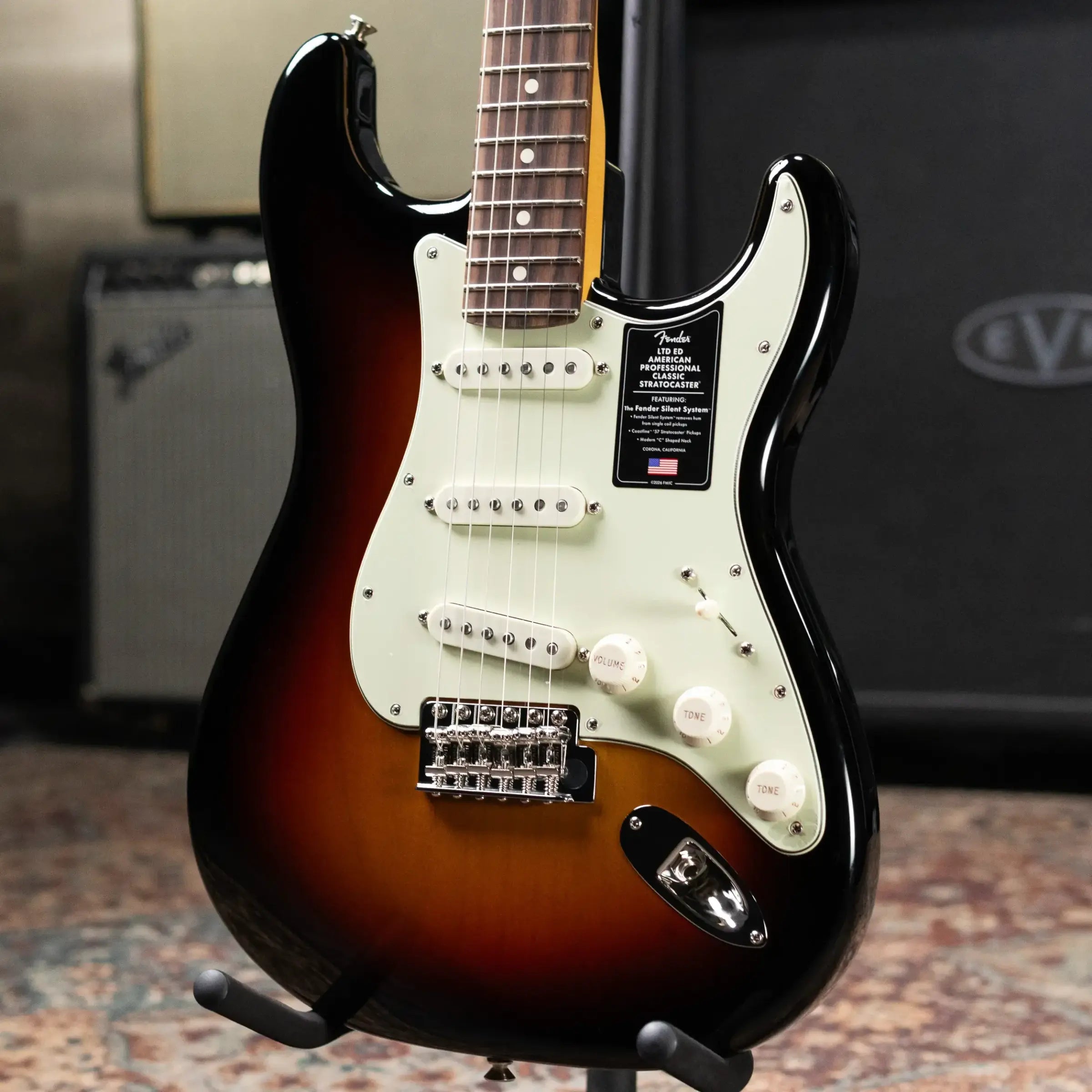Fender Limited Edition American Professional Classic Stratocaster Electric Guitar - Featuring the Silent System - 3-Color Sunburst with Gig Bag