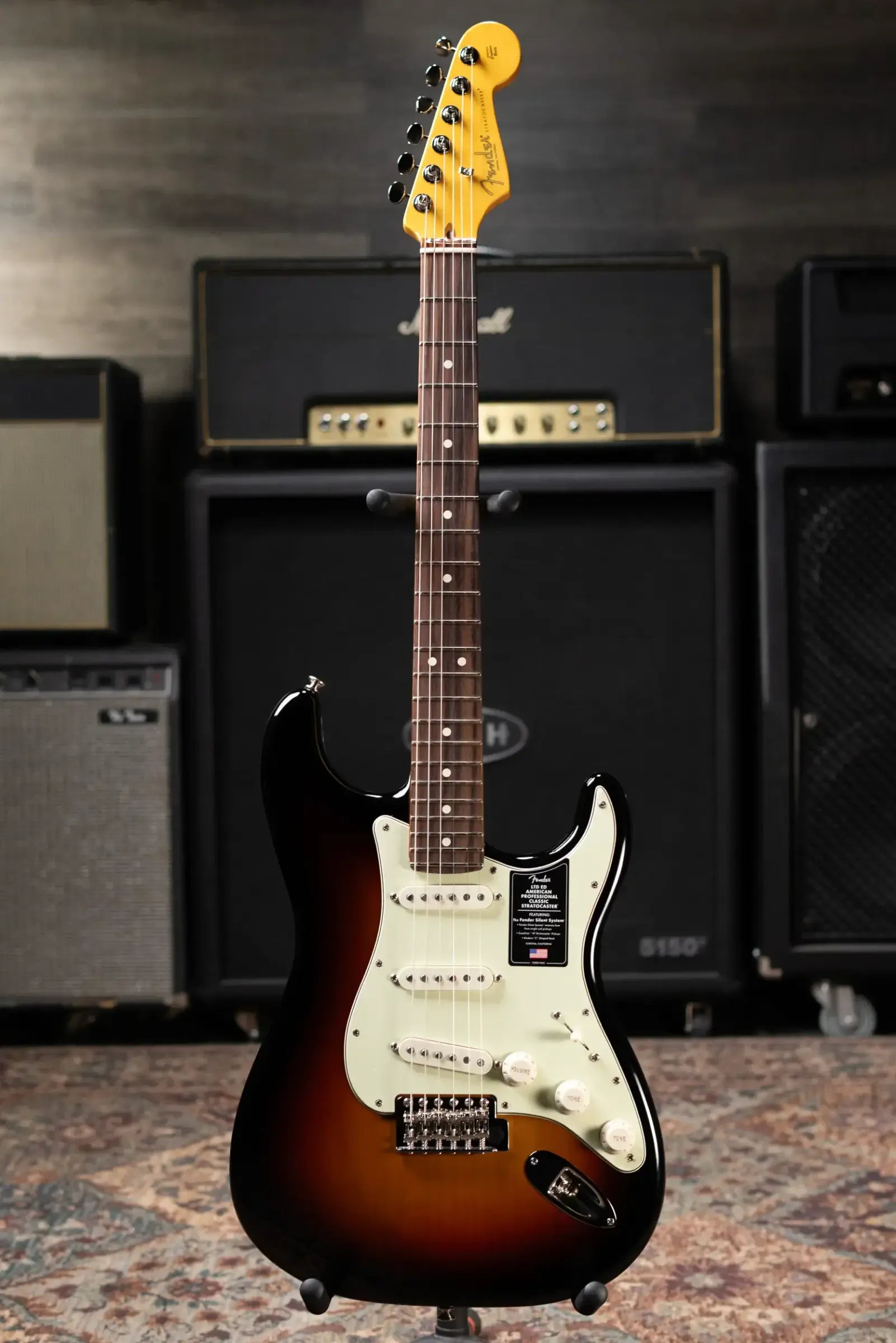 Fender Limited Edition American Professional Classic Stratocaster Electric Guitar - Featuring the Silent System - 3-Color Sunburst with Gig Bag