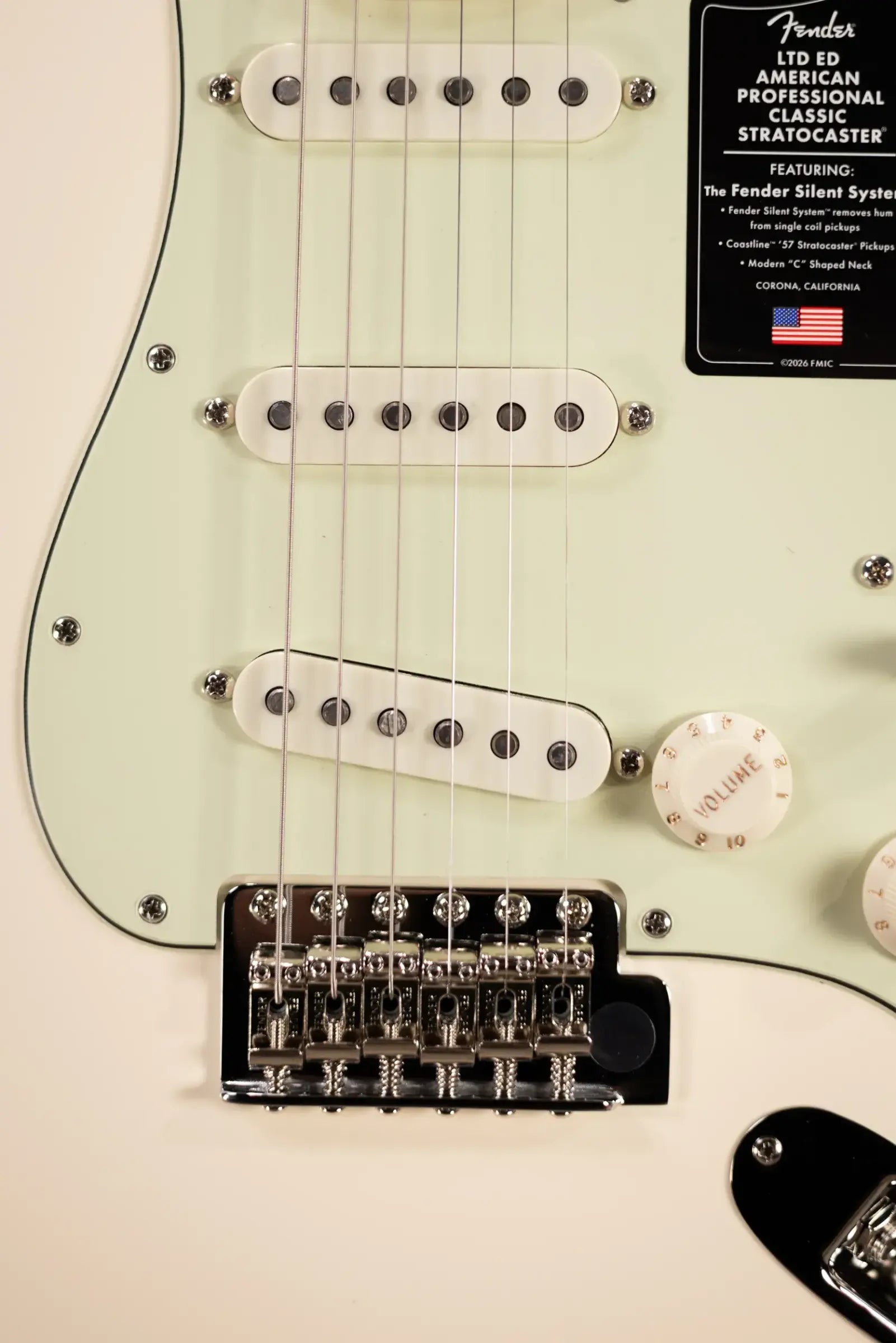 Fender Limited Edition American Professional Classic Stratocaster Electric Guitar - Featuring the Silent System - Olympic White with Gig Bag