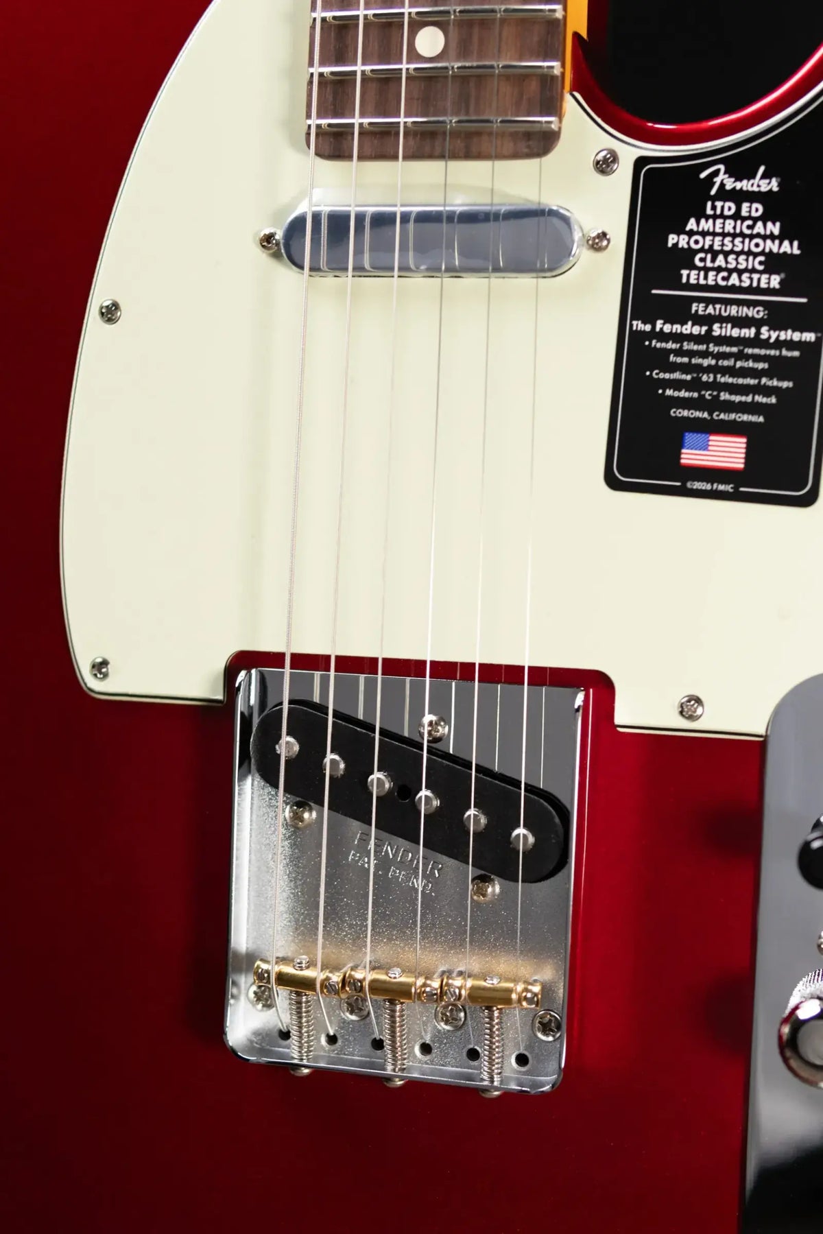 Fender Limited Edition American Professional Classic Telecaster Electric Guitar Featuring the Fender Silent System - Candy Apple Red with Gig Bag