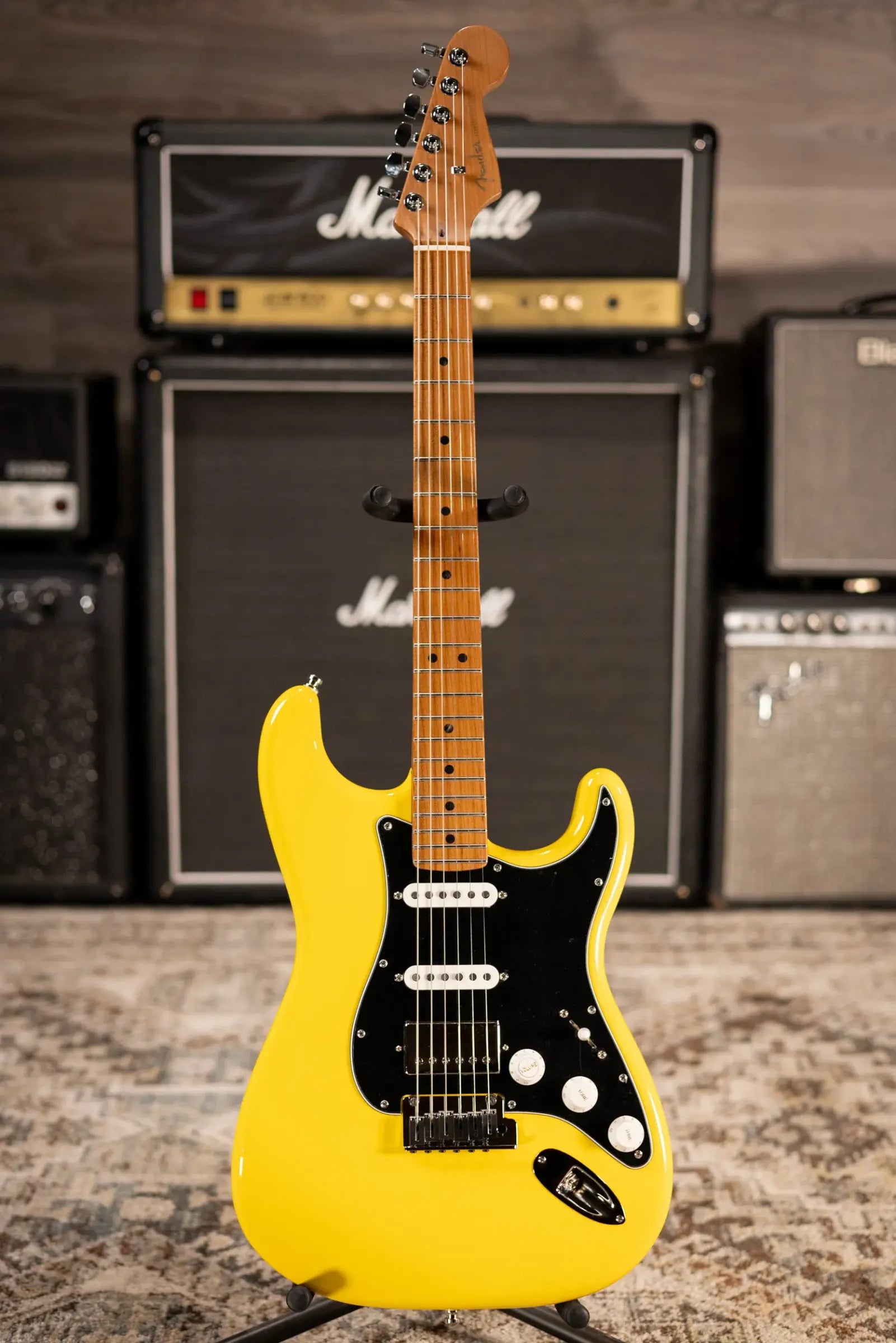 Fender Limited Edition American Ultra II HSS Stratocaster Electric Guitar - Graffiti Yellow with Hardshell Case