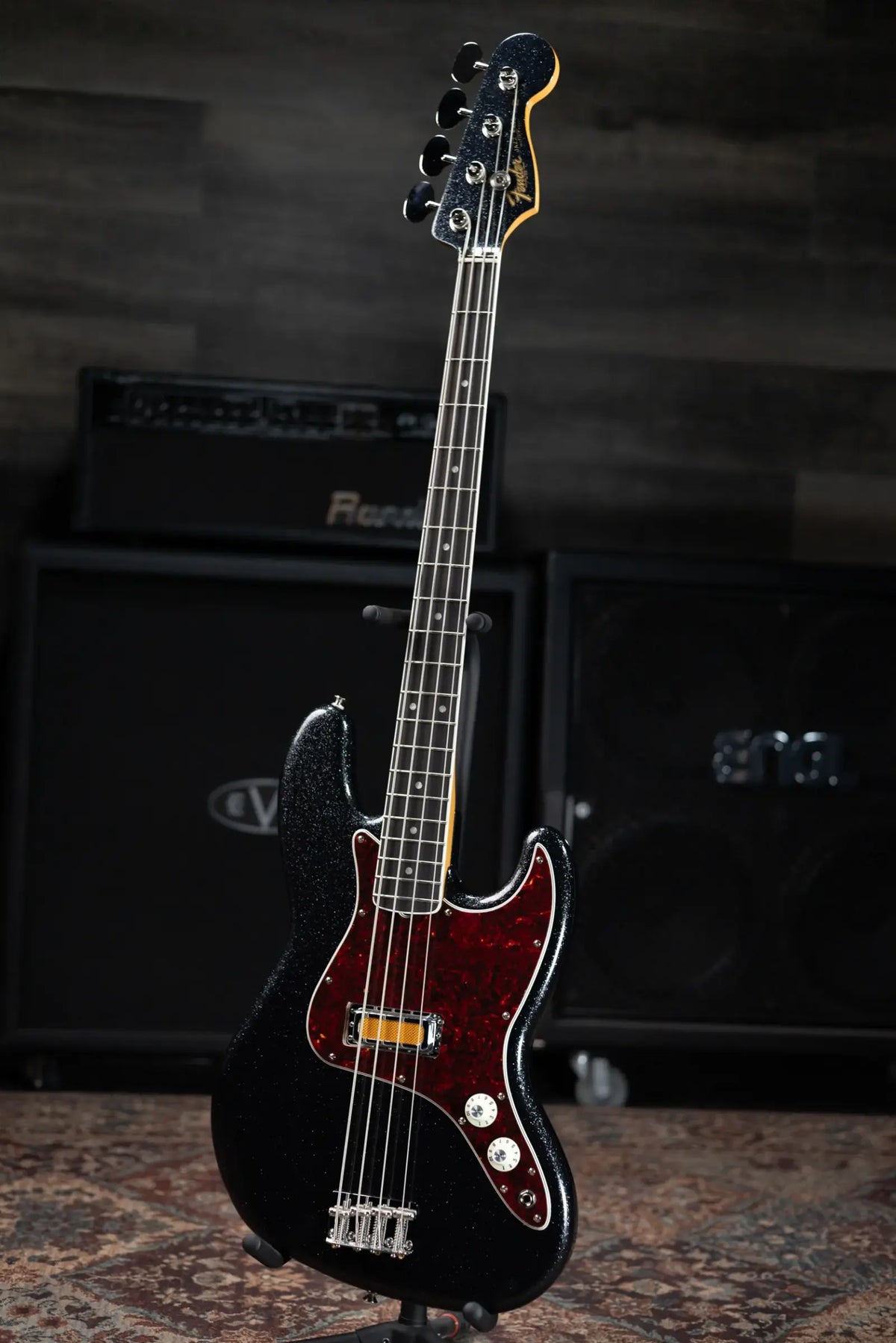 Fender Limited Edition Gold Foil Series Jazz Bass - Black Sparkle with Gig Bag