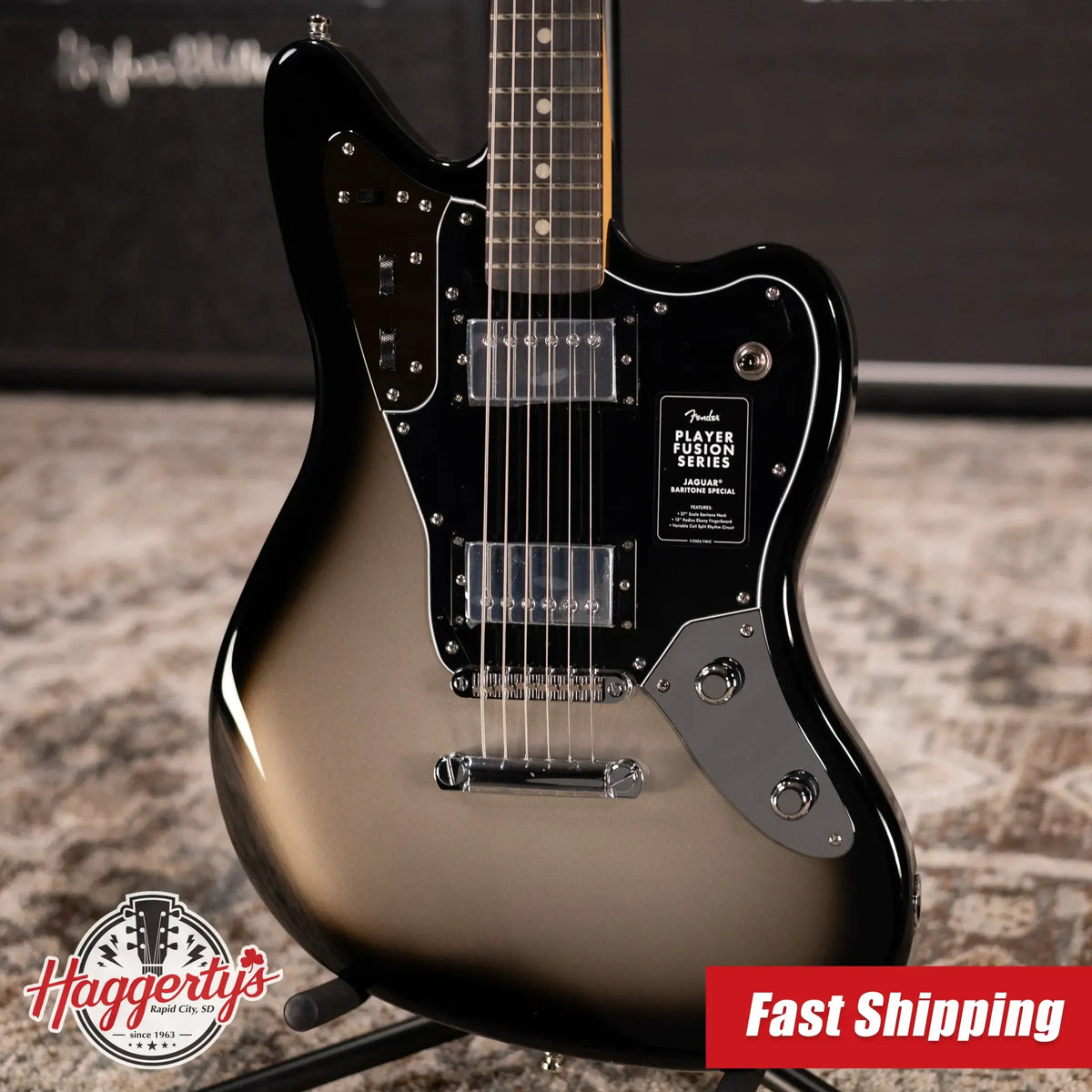 Fender Limited Edition Player Fusion Jaguar Baritone Special Electric Guitar - Silverburst with Gig Bag