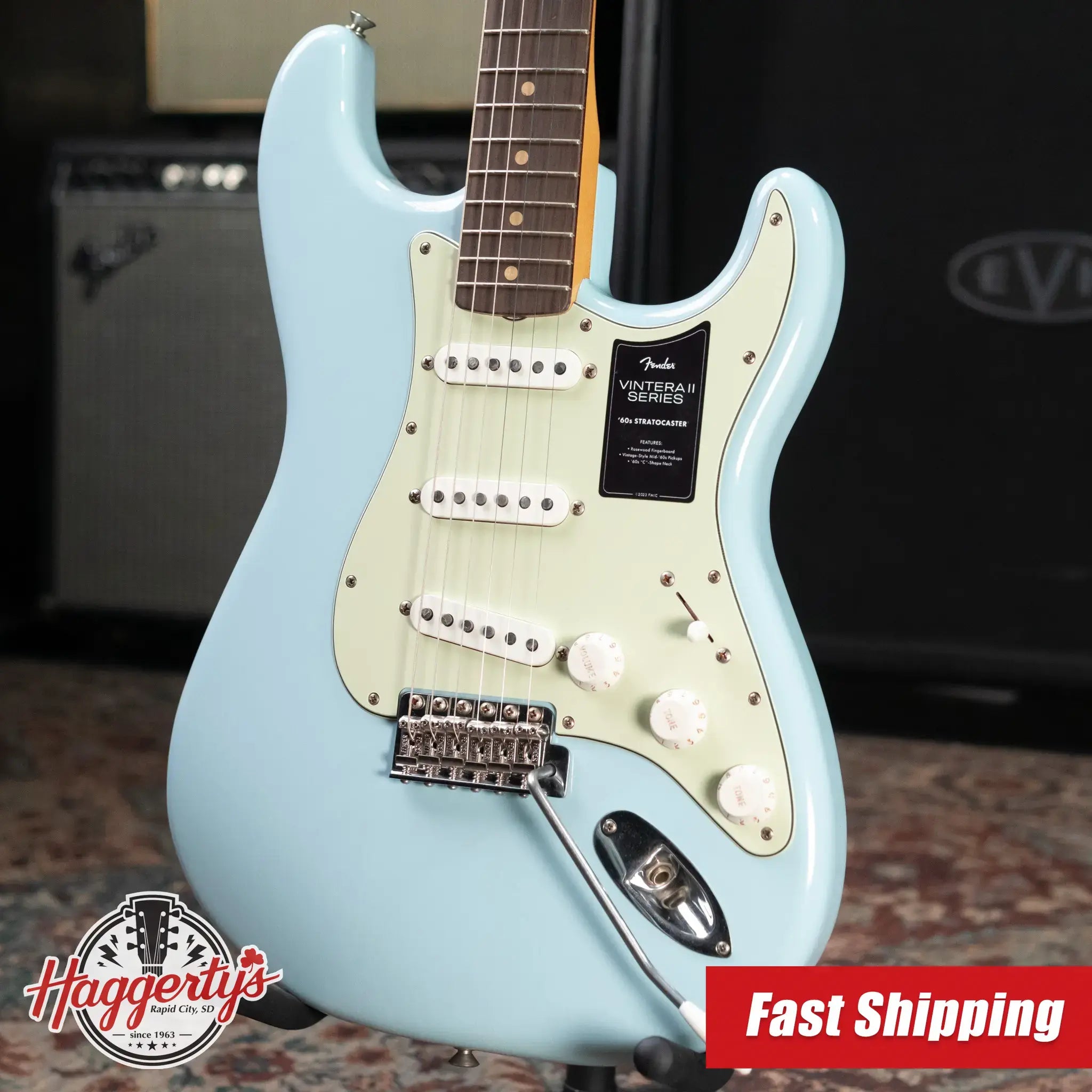 Fender Limited Edition Vintera II Road Worn '60S Stratocaster Electric Guitar - Sonic Blue with Hardshell Case