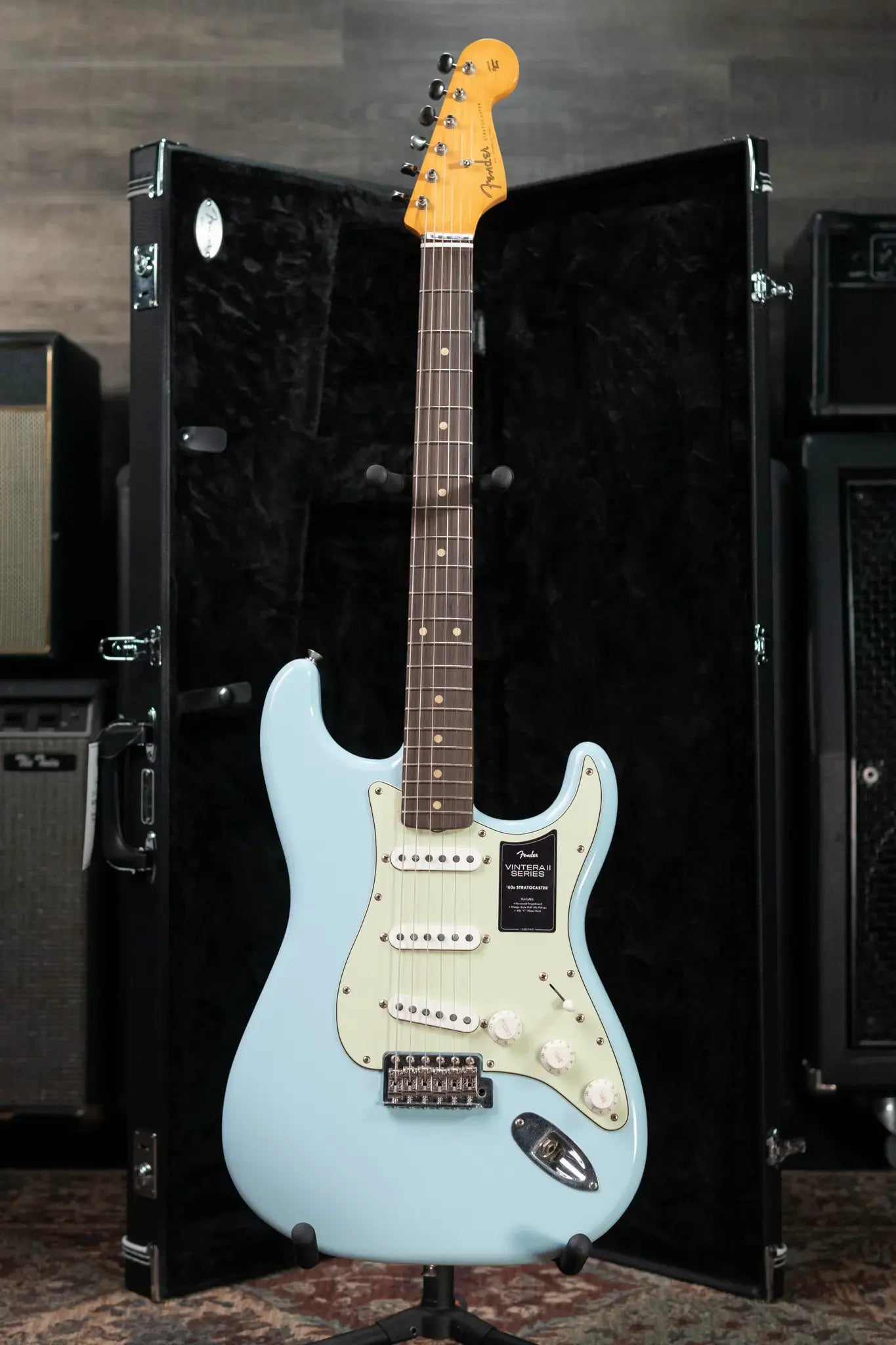 Fender Limited Edition Vintera II Road Worn '60S Stratocaster Electric Guitar - Sonic Blue with Hardshell Case