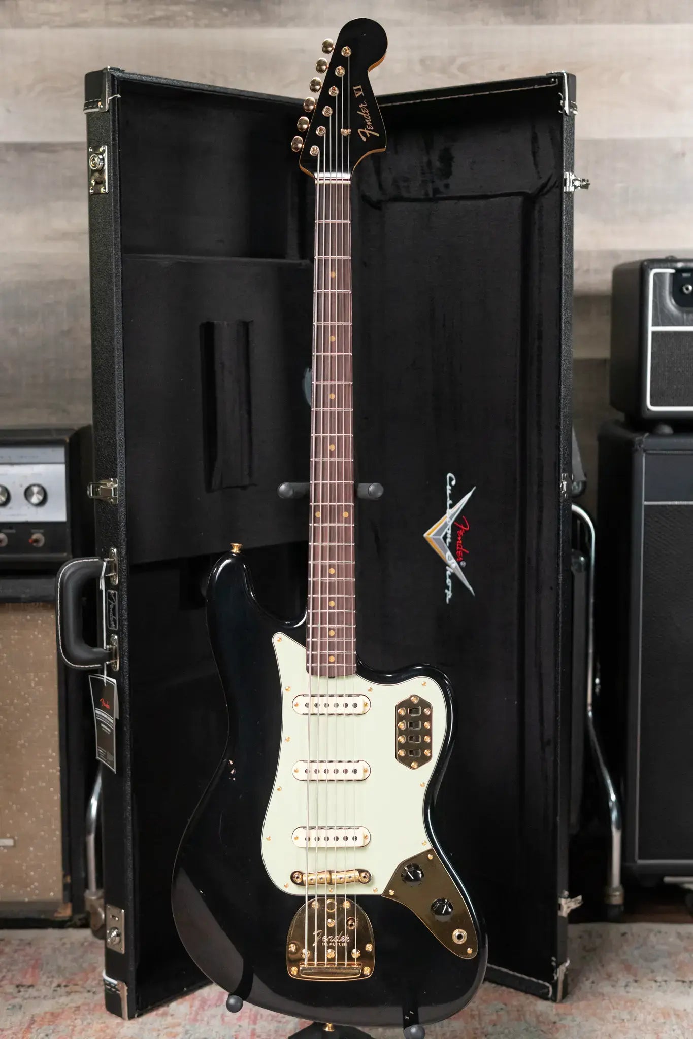 Fender NAMM 2025 #60 Custom Shop 1966 Bass VI Relic Time Machine Series Electric Bass - Black with Hardshell Case