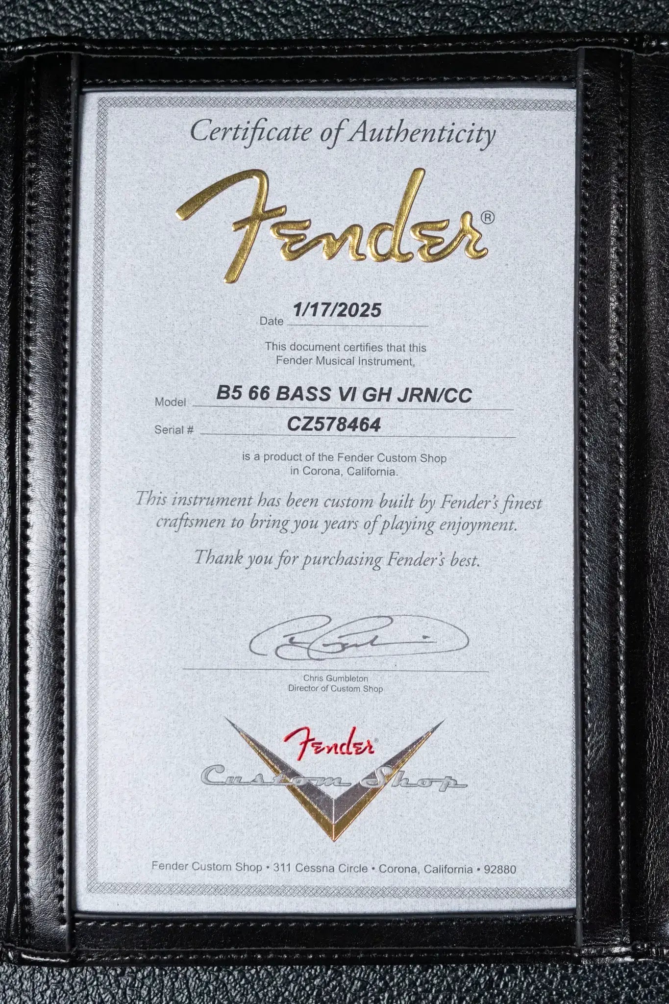 Fender NAMM 2025 #60 Custom Shop 1966 Bass VI Relic Time Machine Series Electric Bass - Black with Hardshell Case