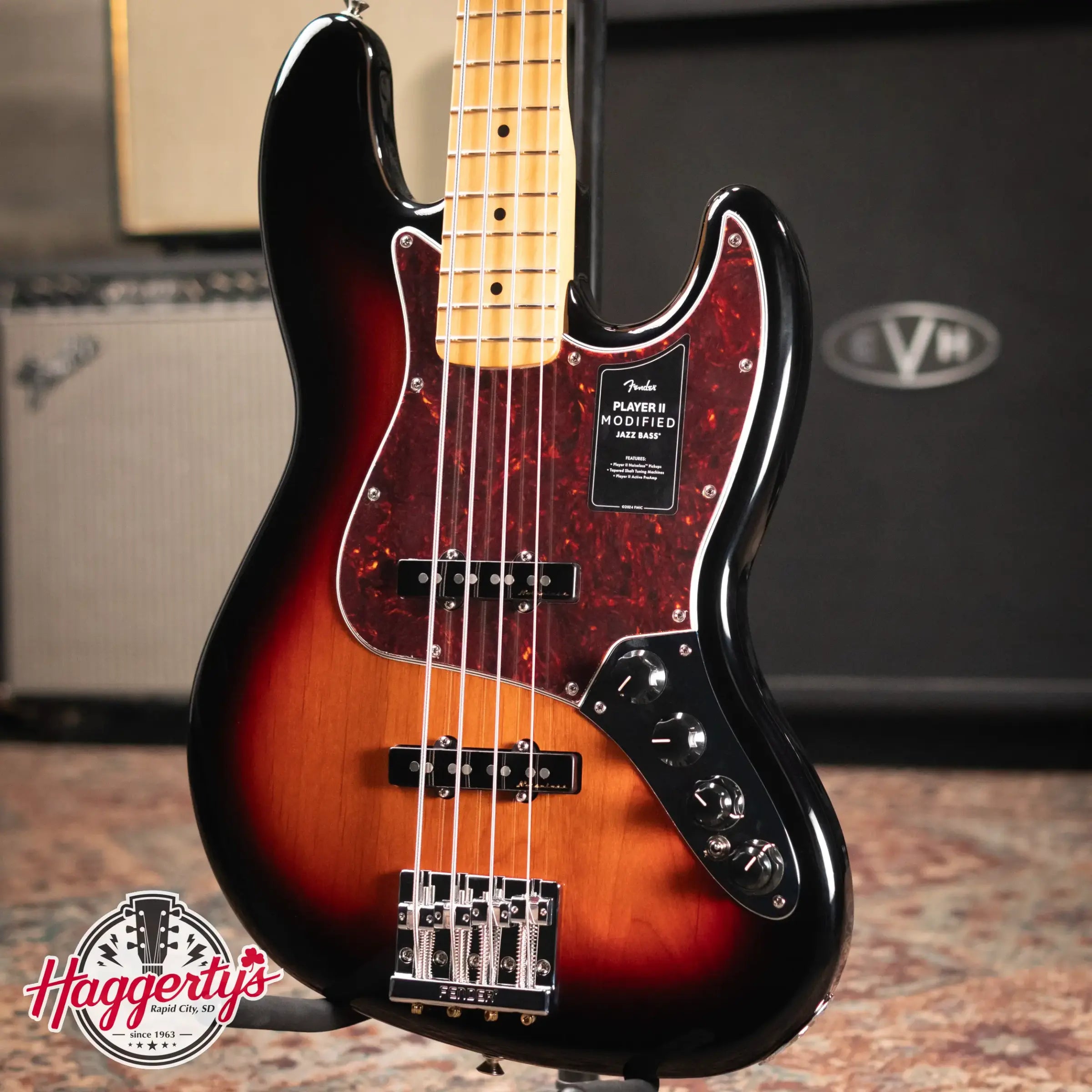Fender Player II Modified Active Jazz Bass, Maple Fingerboard - 3 Tone Sunburst with Gig Bag