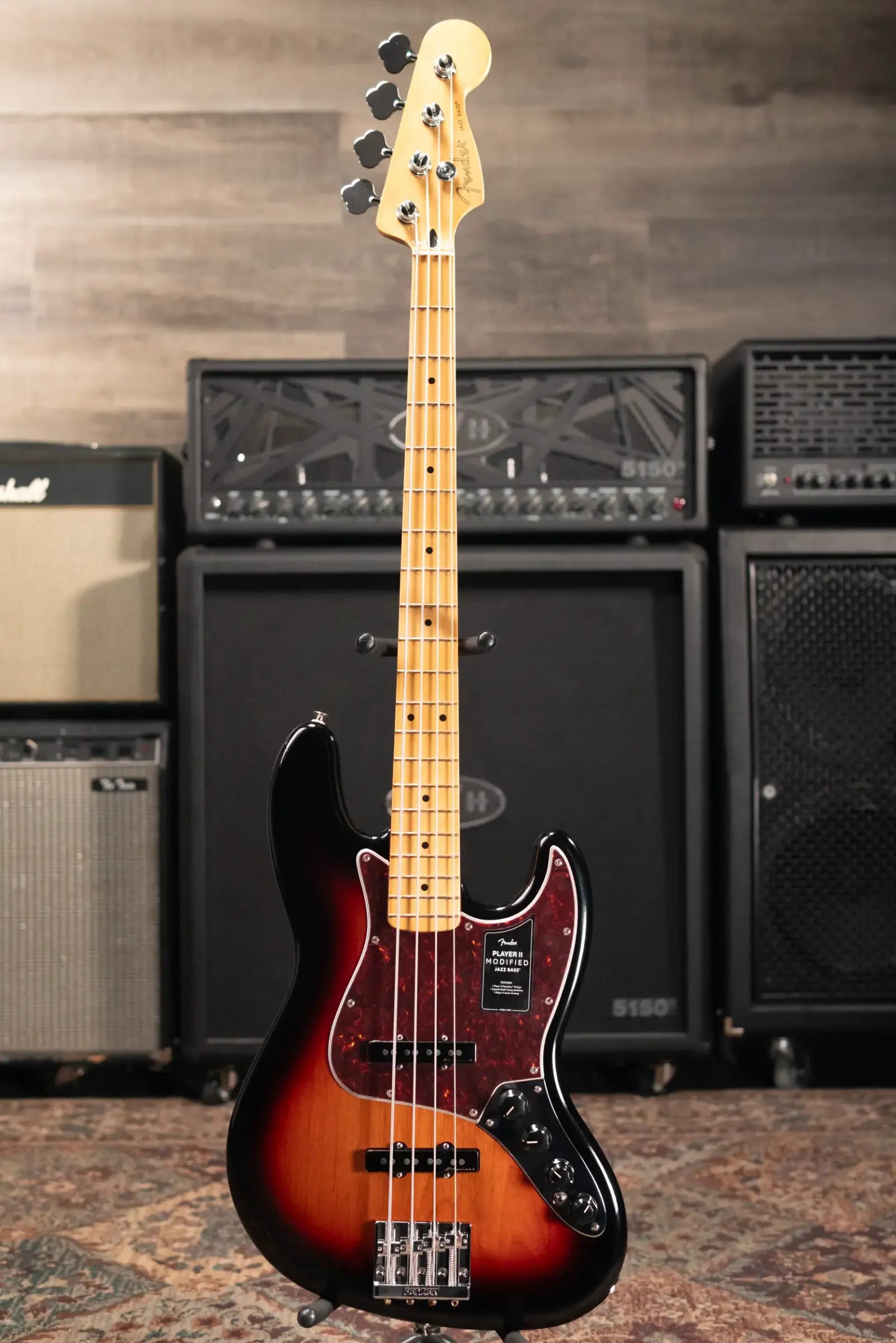 Fender Player II Modified Active Jazz Bass, Maple Fingerboard - 3 Tone Sunburst with Gig Bag