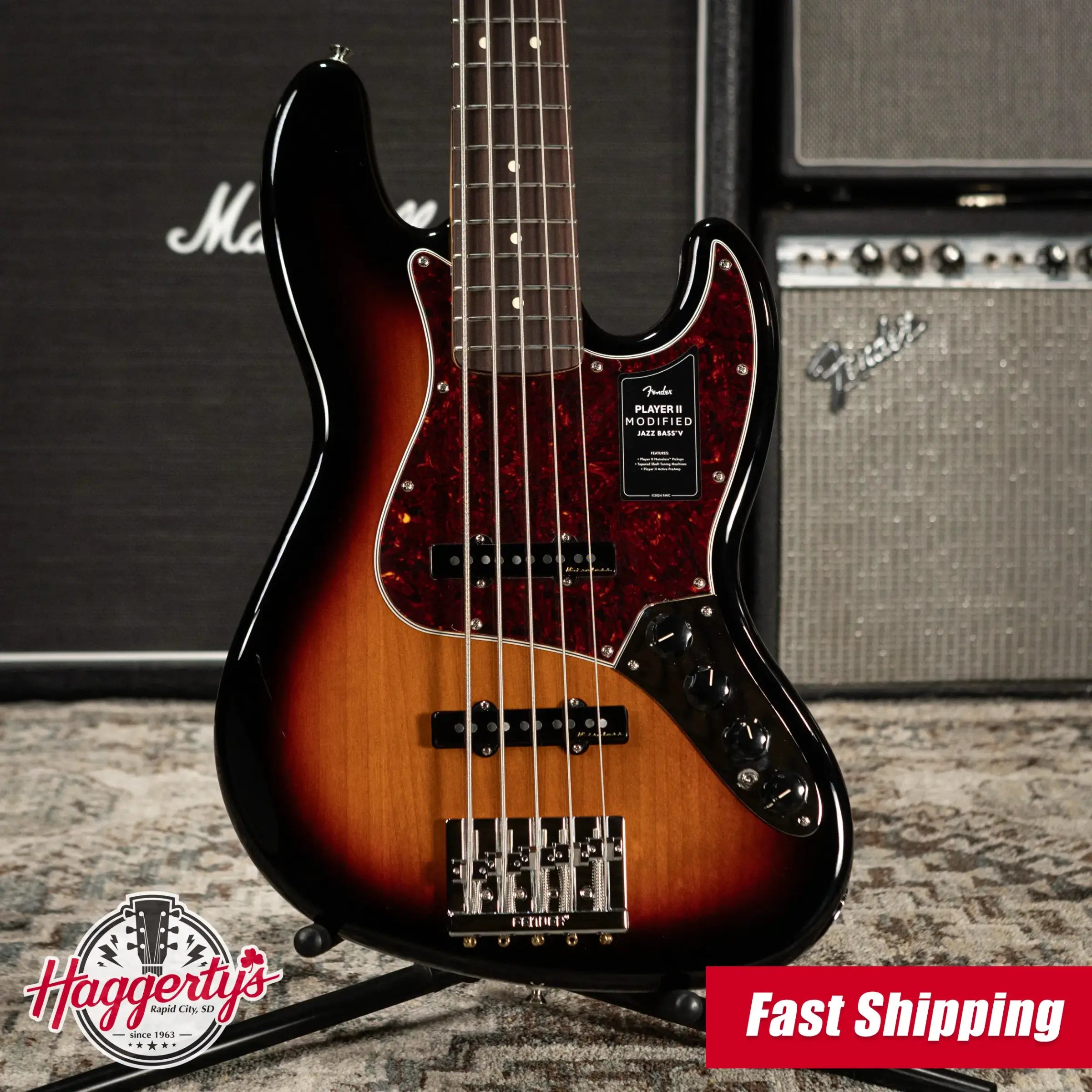 Fender Player II Modified Active Jazz Bass V - 3-Color Sunburst with Gig Bag
