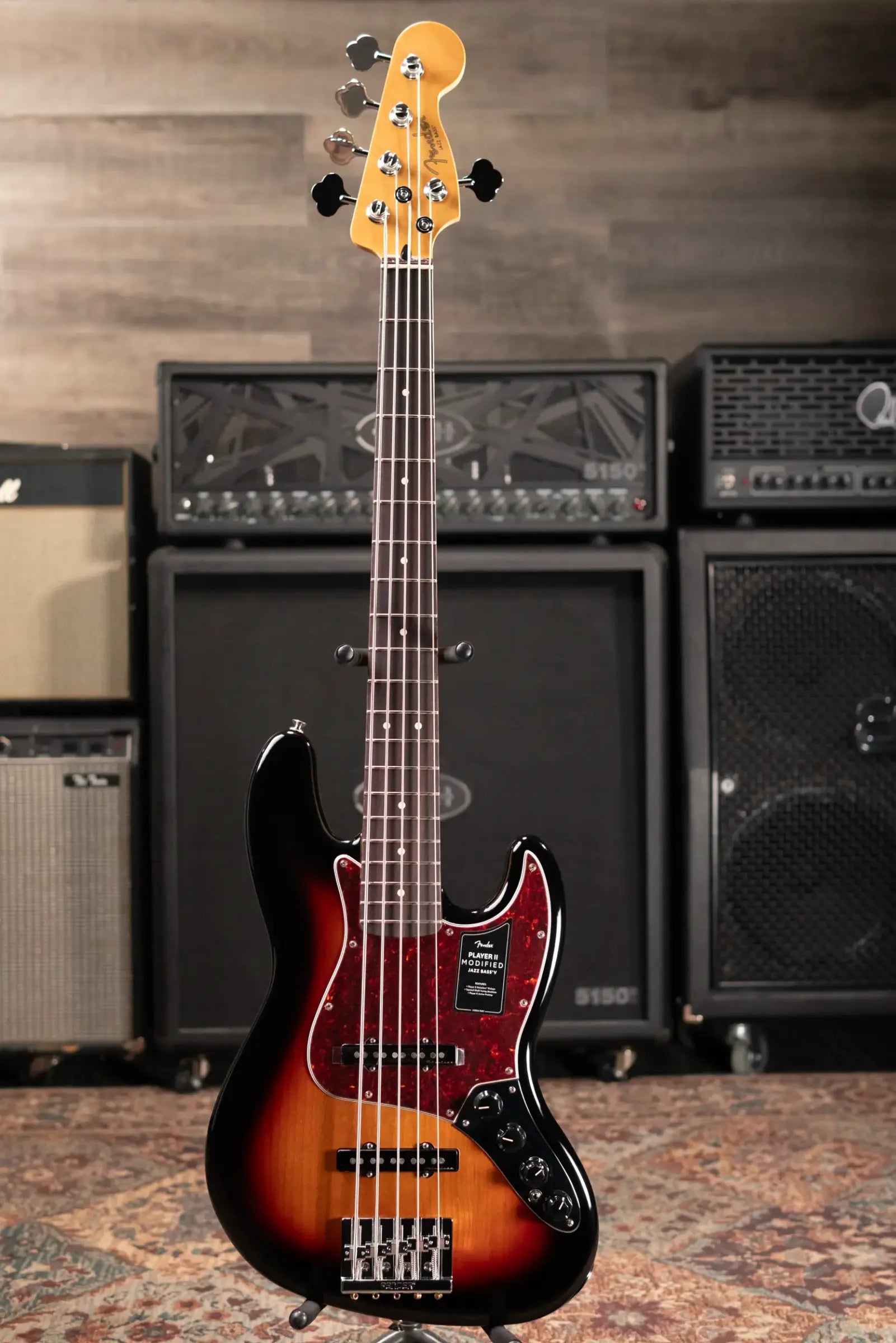 Fender Player II Modified Active Jazz Bass V, Rosewood Fingerboard - 3-Color Sunburst with Gig Bag