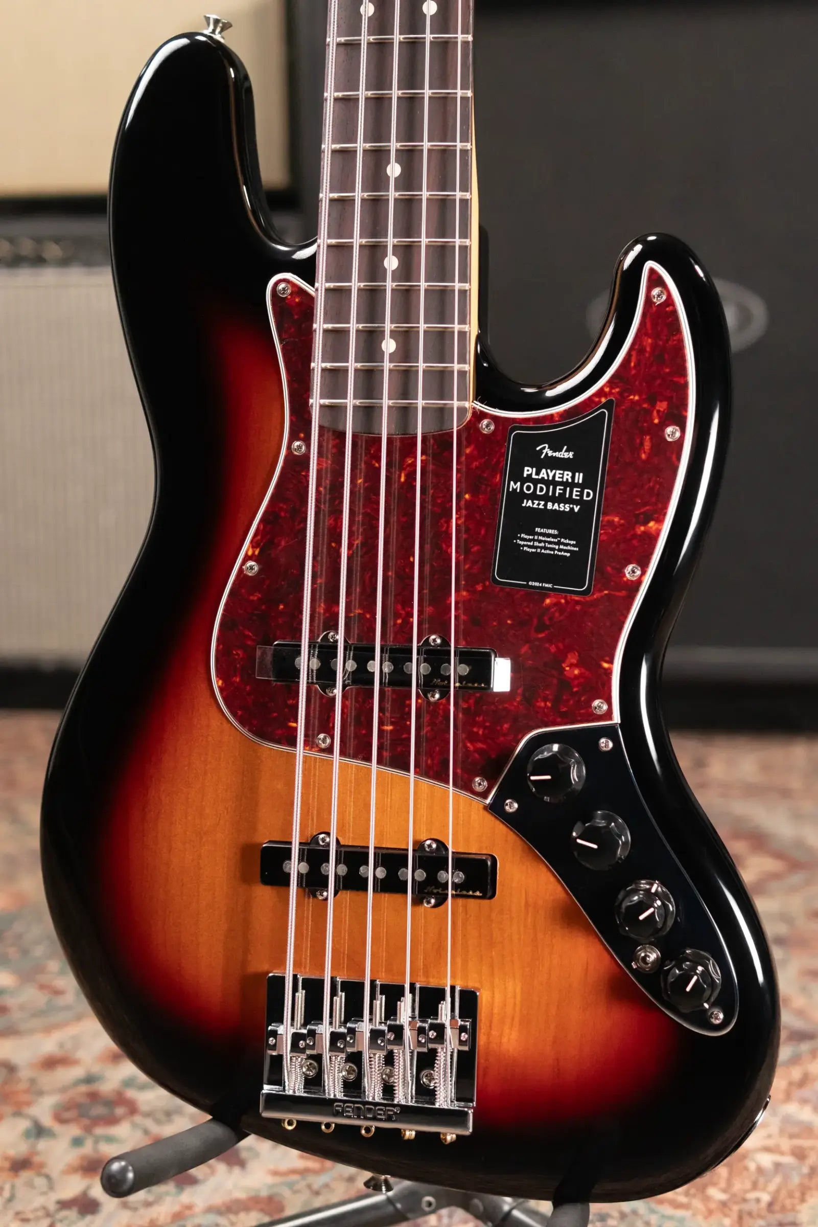 Fender Player II Modified Active Jazz Bass V, Rosewood Fingerboard - 3-Color Sunburst with Gig Bag