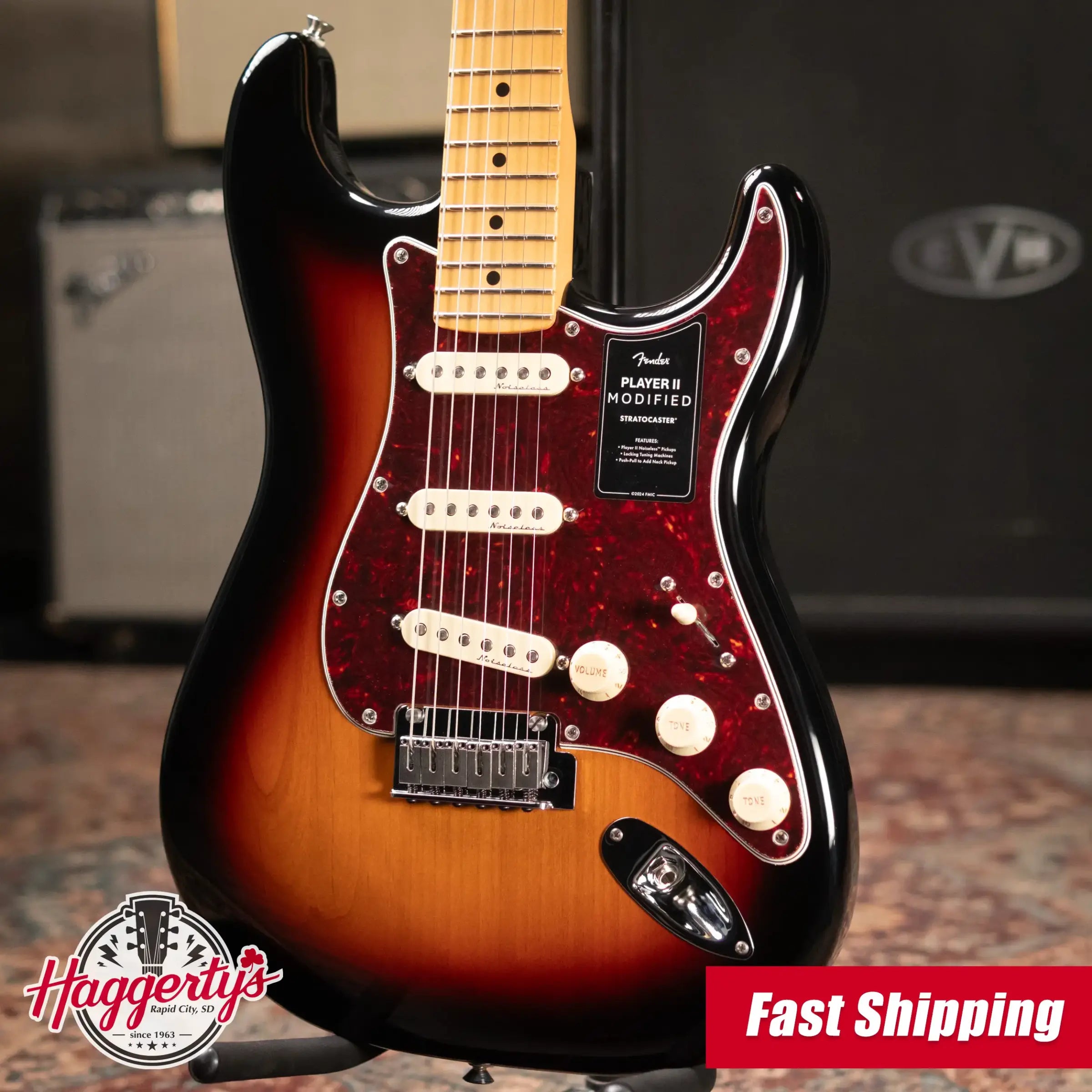 Fender Player II Modified Stratocaster Electric Guitar, Maple Fingerboard - 3 Tone Sunburst with Deluxe Gig Bag