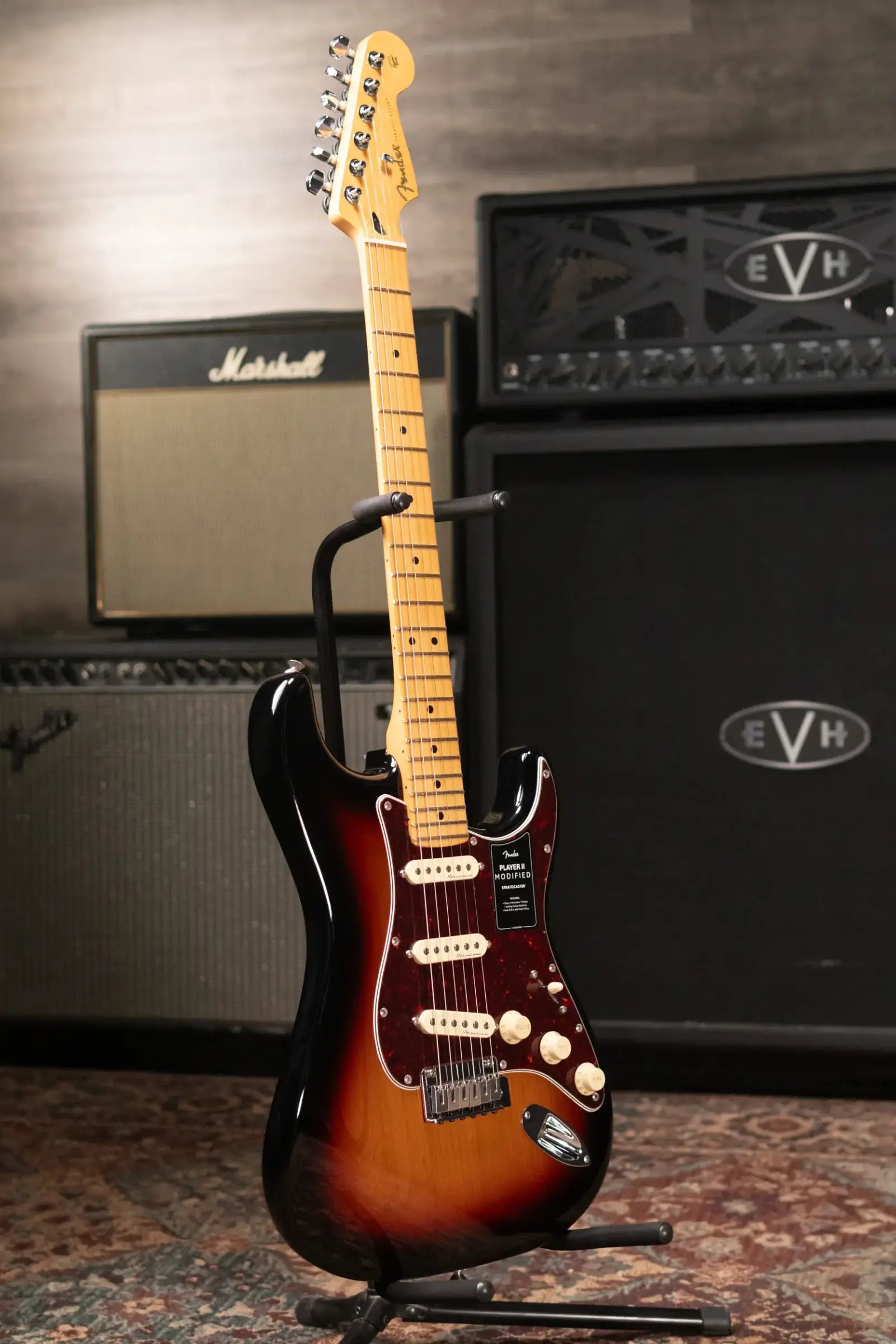 Fender Player II Modified Stratocaster Electric Guitar, Maple Fingerboard - 3 Tone Sunburst with Deluxe Gig Bag