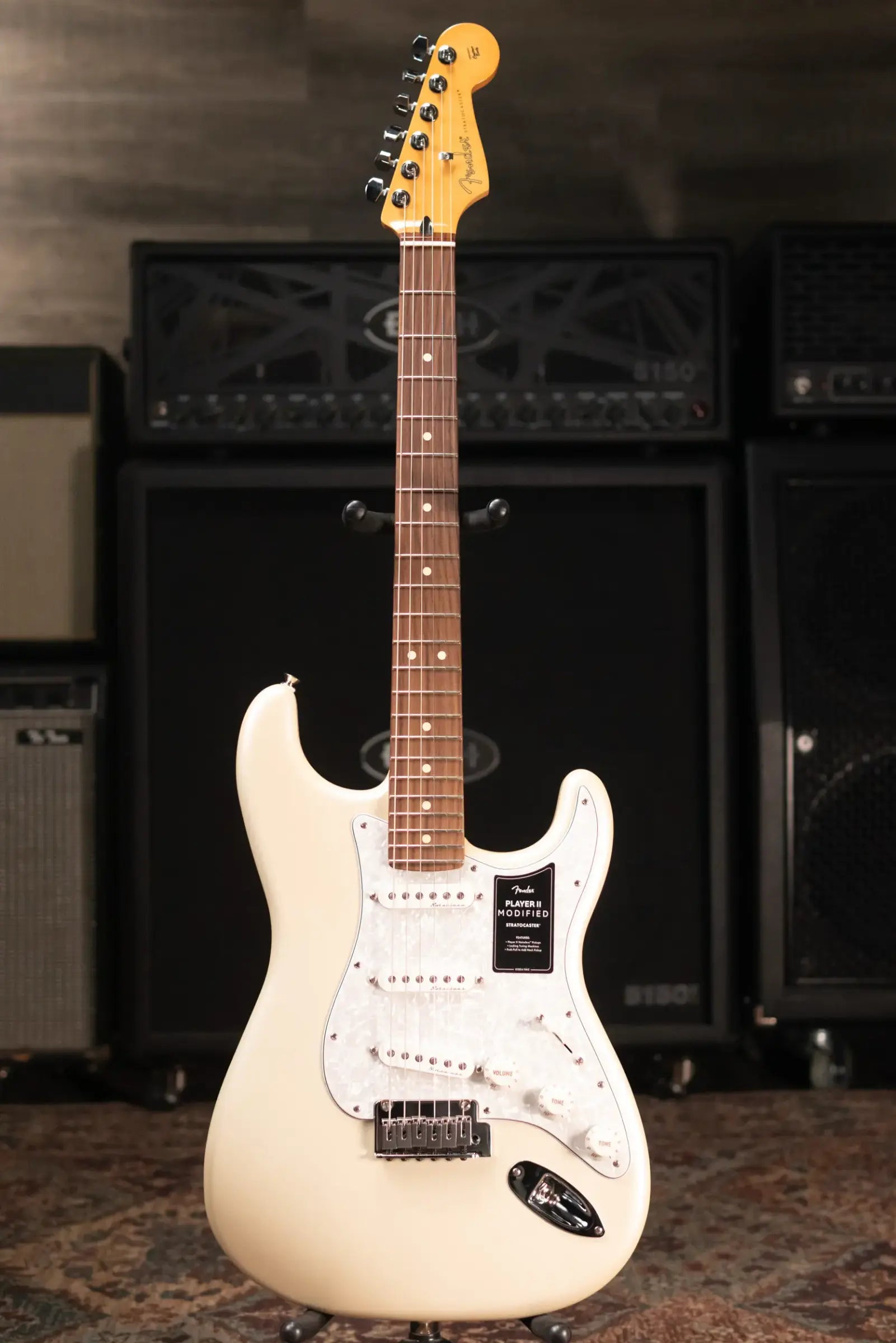 Fender Player II Modified Stratocaster, Rosewood Fingerboard Electric Guitar - Olympic Pearl with Deluxe Gig Bag