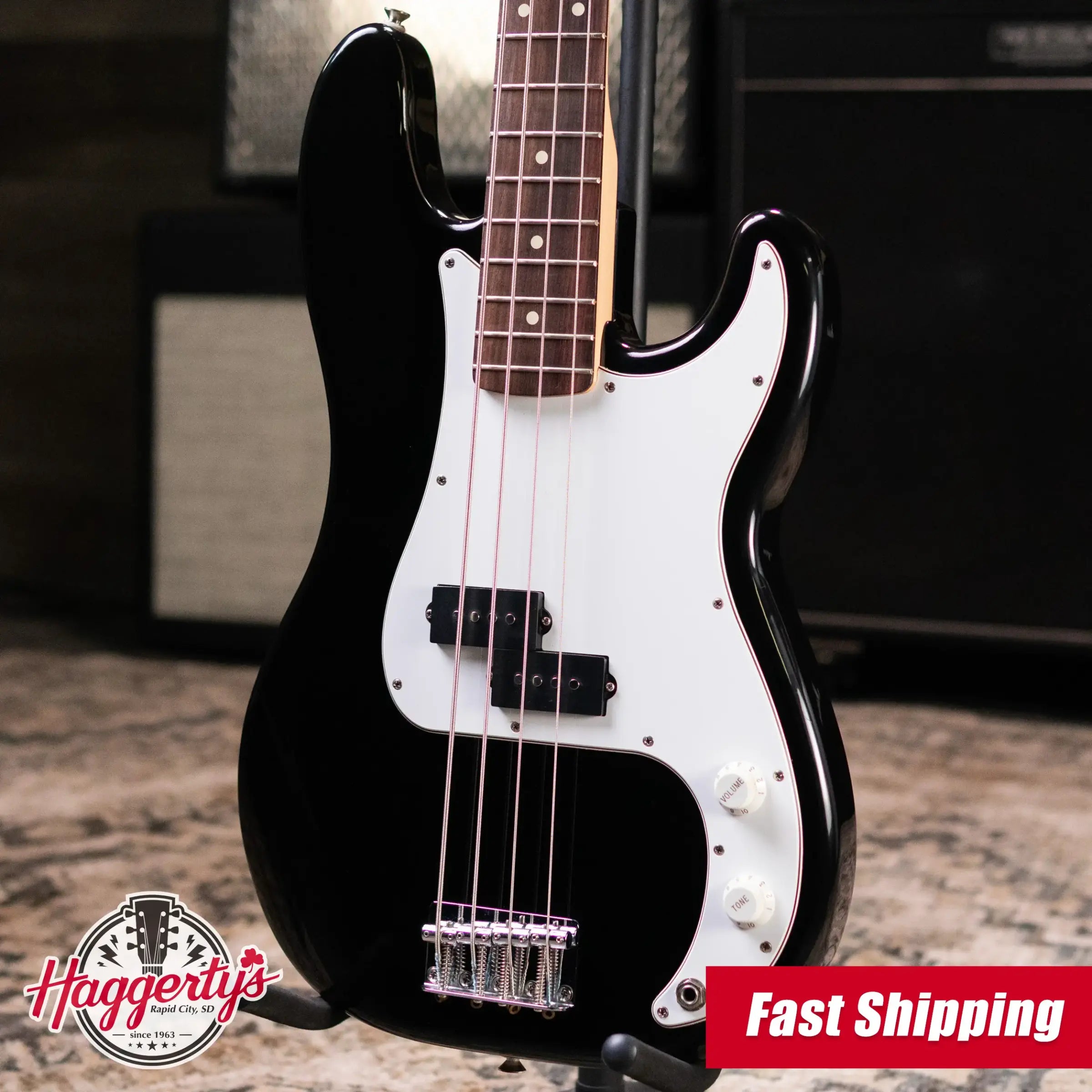 Fender 1996 Standard Precision Bass Guitar Black with Gig Bag - Used