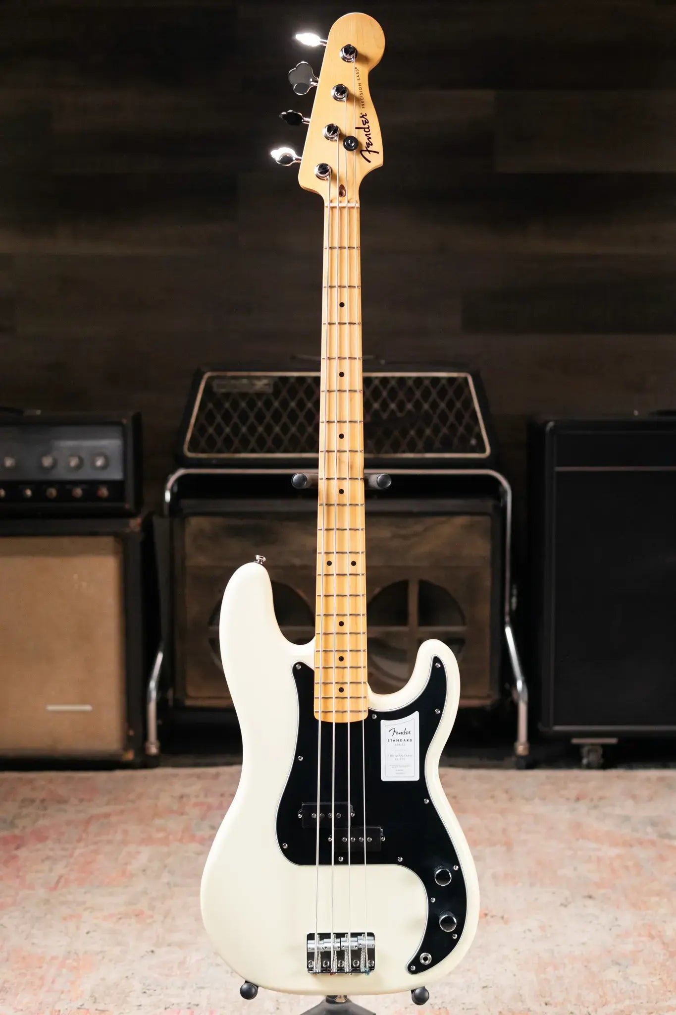 Fender Standard Precision Bass, Maple Fingerboard, Black Pickguard - Olympic White