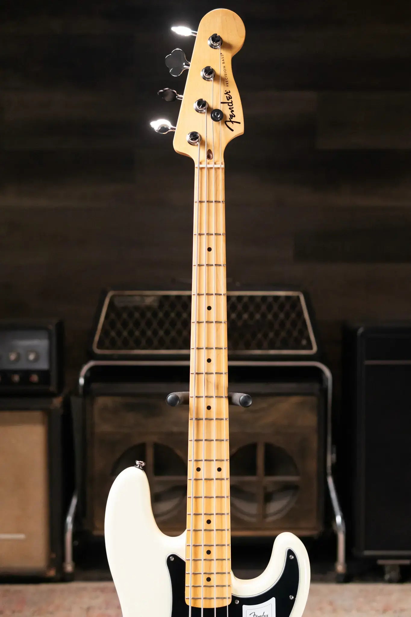 Fender Standard Precision Bass, Maple Fingerboard, Black Pickguard - Olympic White