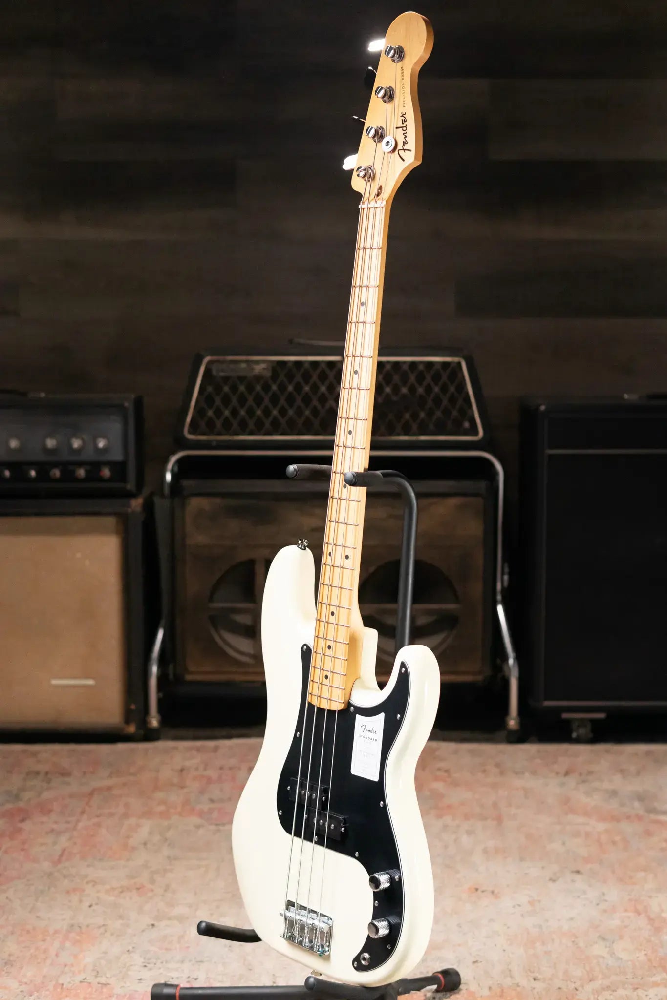 Fender Standard Precision Bass, Maple Fingerboard, Black Pickguard - Olympic White
