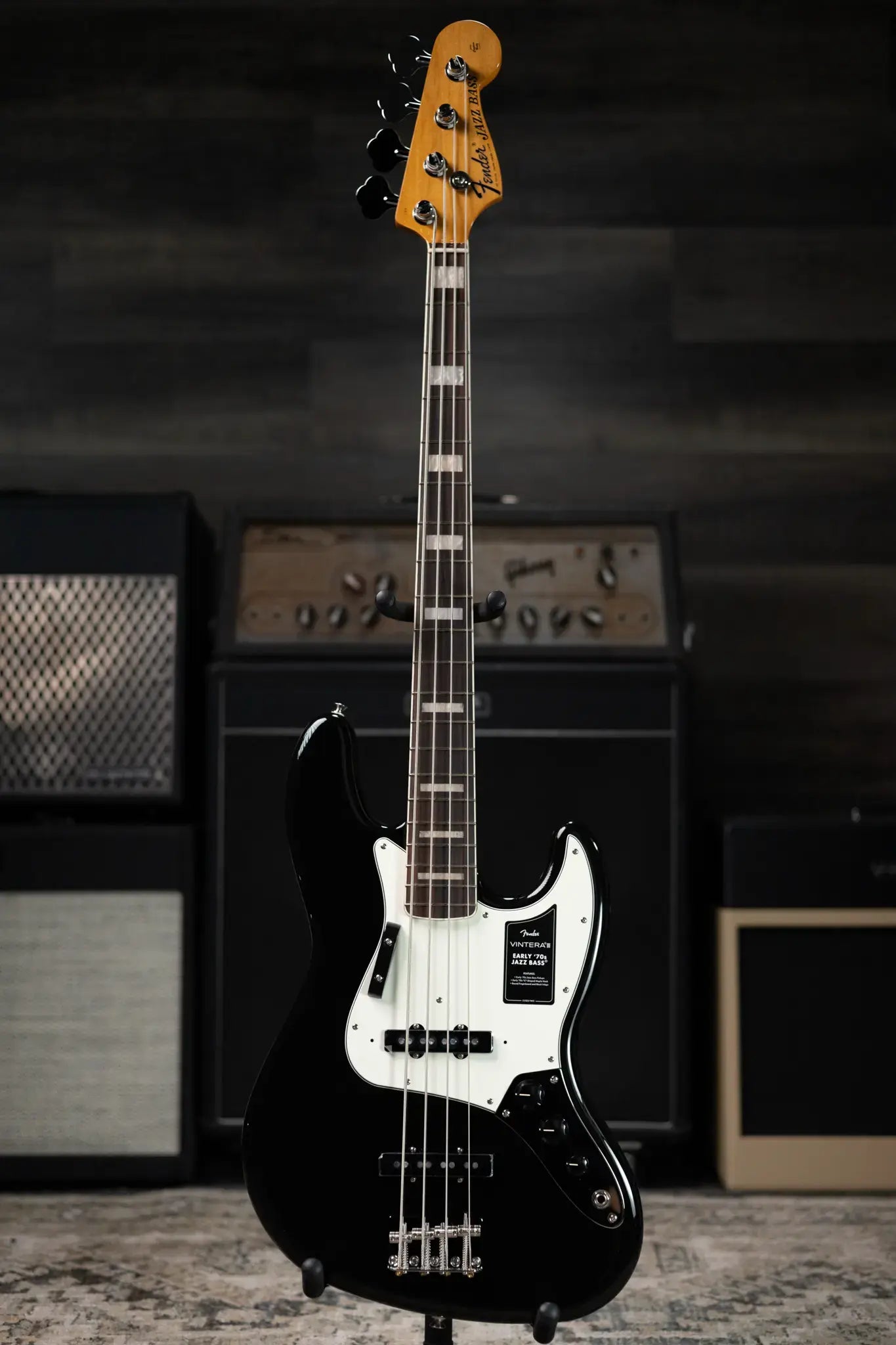Fender Vintera III Early '70s Jazz Bass Guitar - Black with Gig Bag