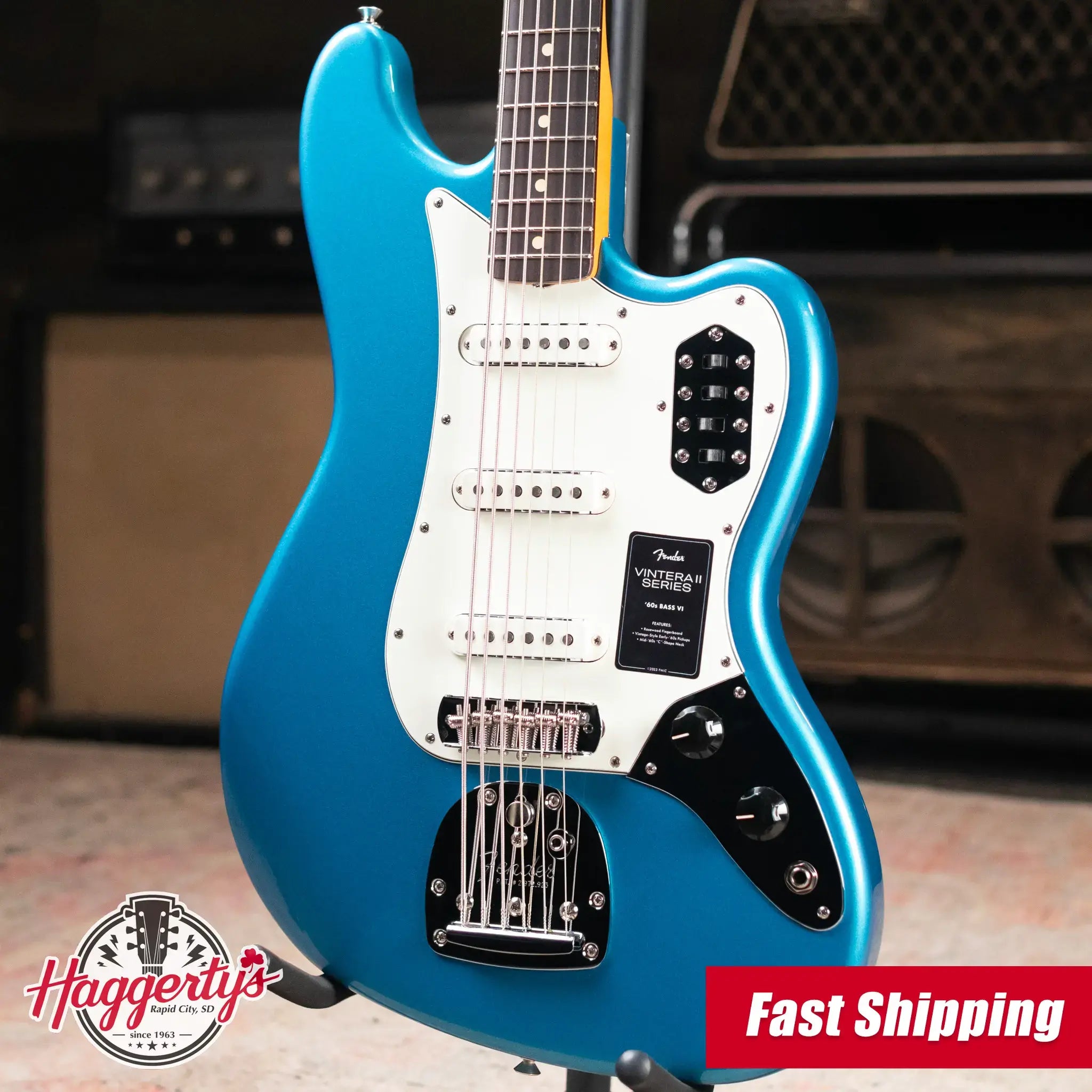 Fender Vintera II '60s Bass VI - Lake Placid Blue with Gig Bag