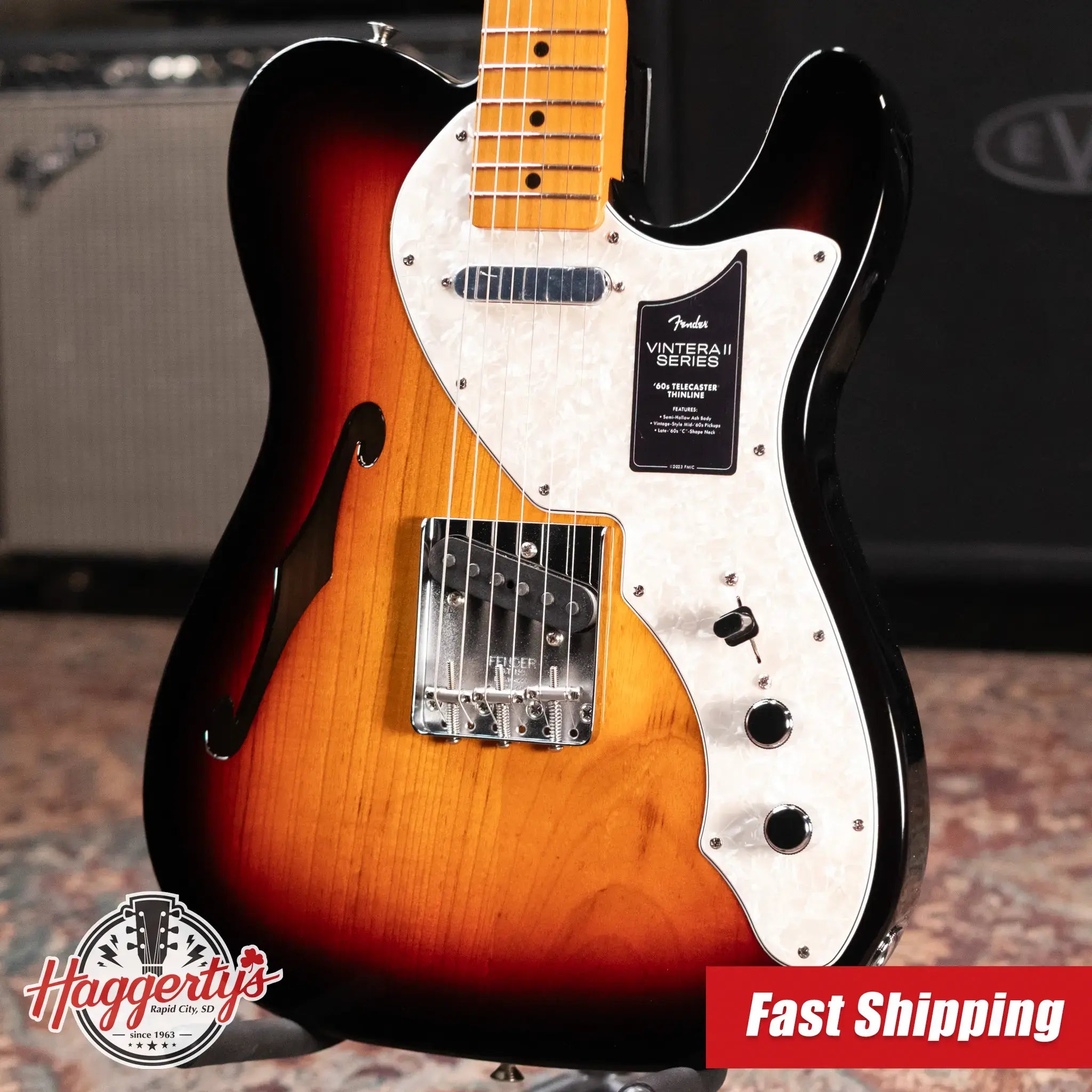 Fender Vintera II '60s Telecaster Thinline Electric Guitar - 3-Color Sunburst with Gig Bag