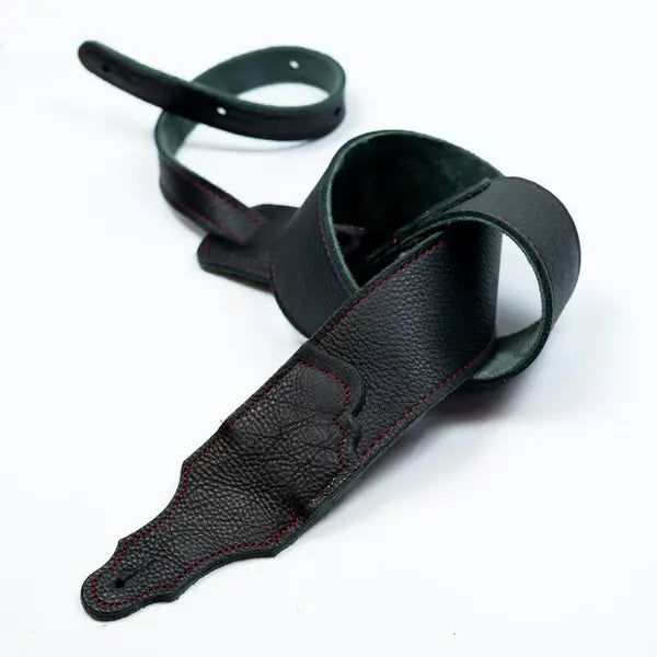 Franklin Straps FSWT-BK-R 3" Black Glove Leather/Black Tooled End Tab