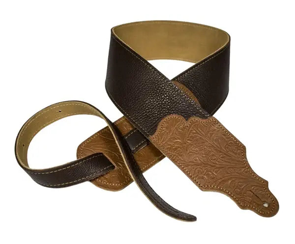 Franklin Straps FSWT-CH-CA 3" Chocolate Glove Leather/Caramel Tooled End Tabs