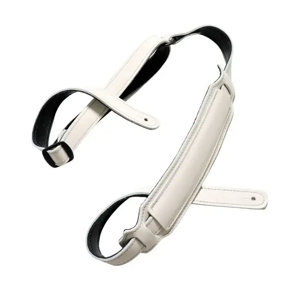 Franklin Straps V1-WH-BK 2.5" American Bison Leather Vintage Style Guitar Strap - White