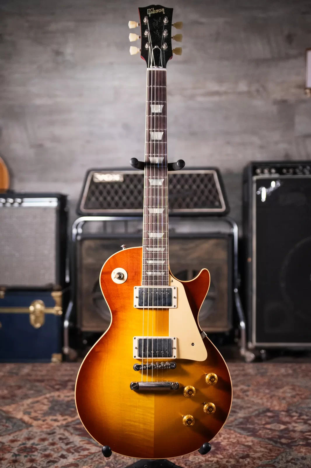 Gibson Custom Shop 1958 Les Paul Standard Reissue - VOS Iced Tea Burst with Brown/Pink Lifton Reissue 5-Latch Case - Floor Model