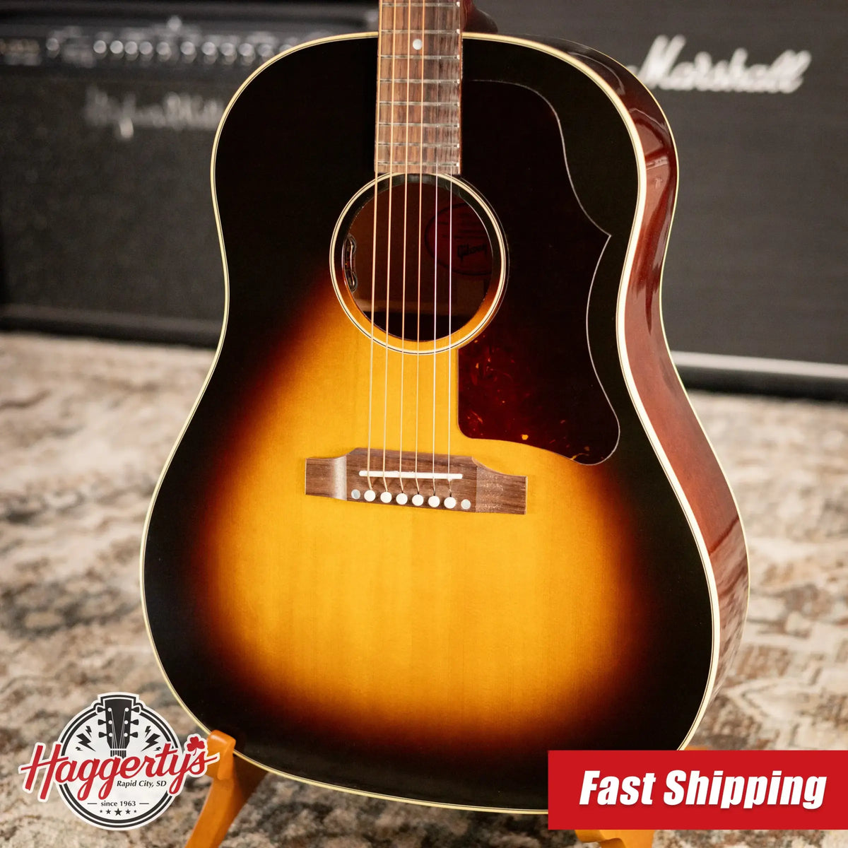 Gibson 50s J-45 Original Dreadnought Acoustic/Electric Guitar - Vintage Sunburst with Hardshell Case