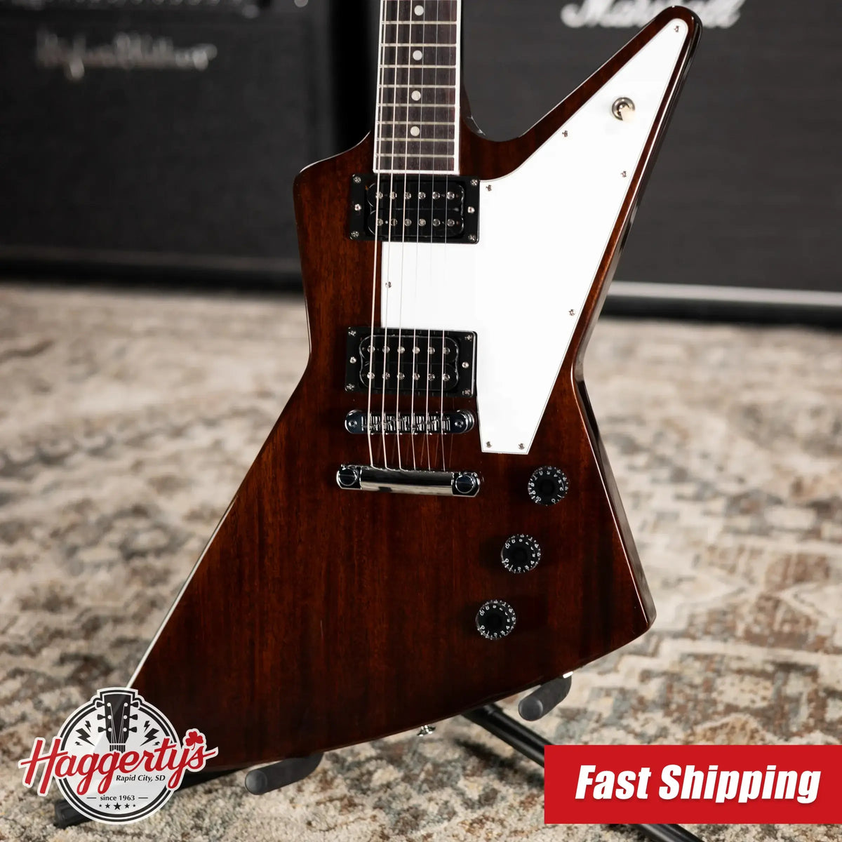 Gibson 70s Explorer Electric Guitar - Dark Walnut with Hardshell Case