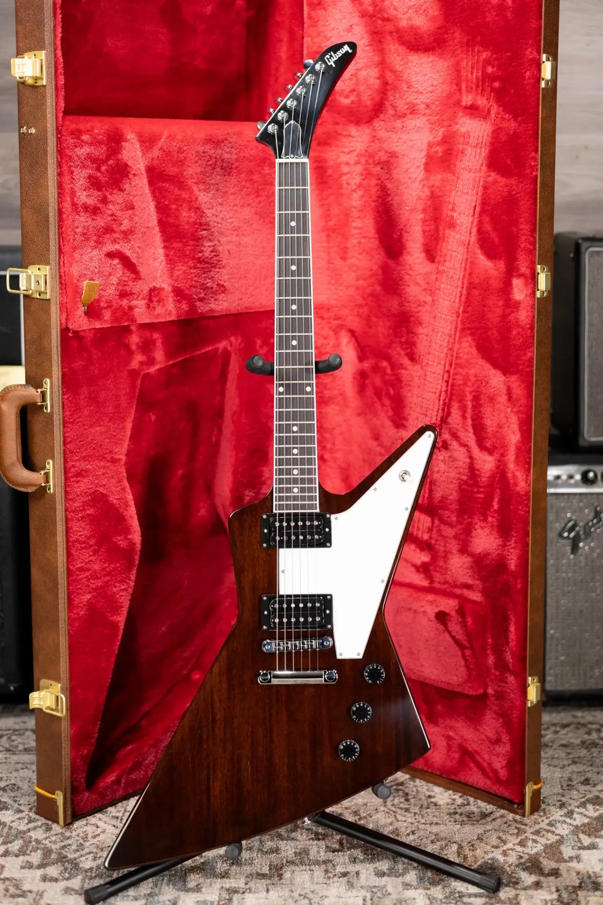 Gibson 70s Explorer Electric Guitar - Dark Walnut with Hardshell Case