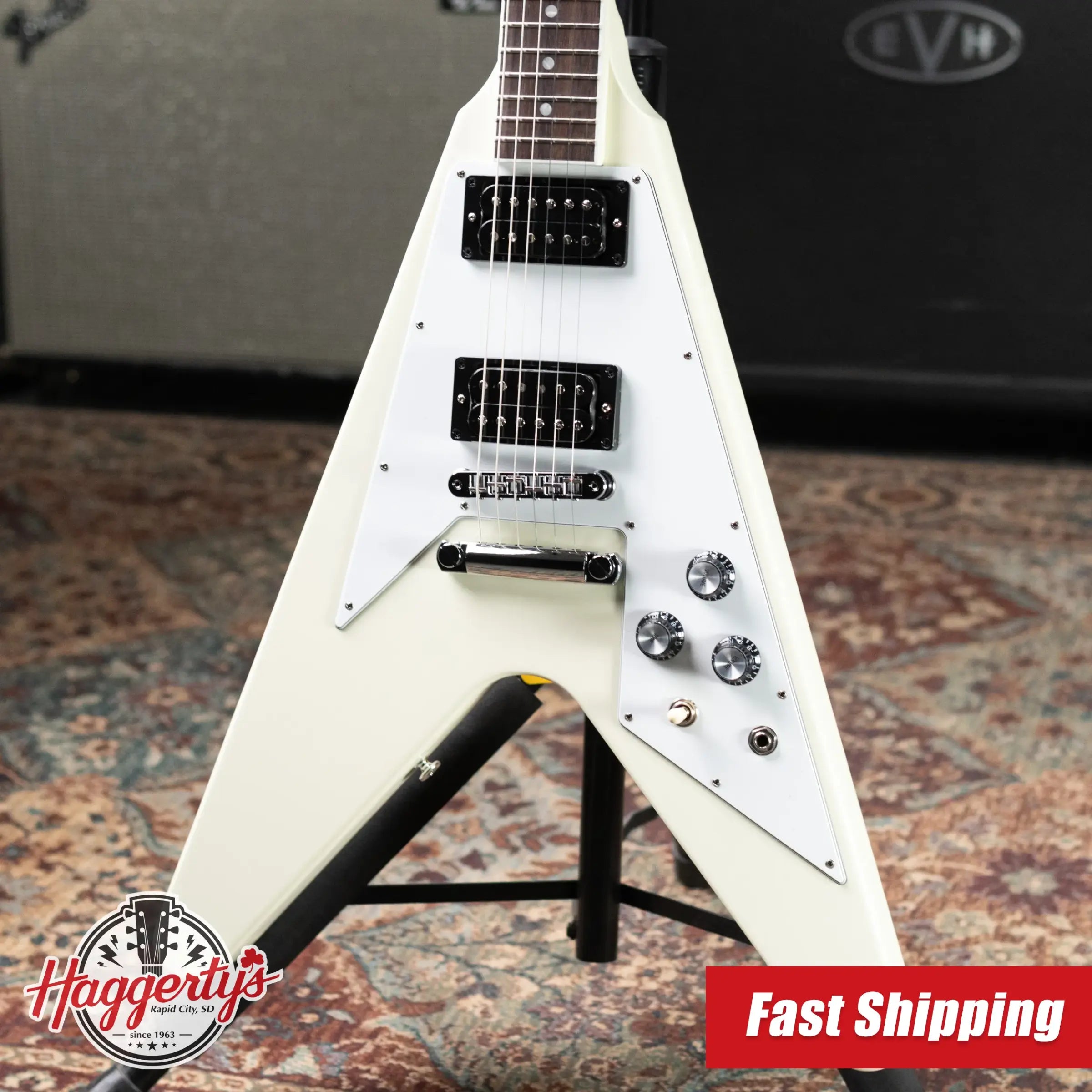 Gibson 70s Flying V Electric Guitar - Classic White with Hardshell Case