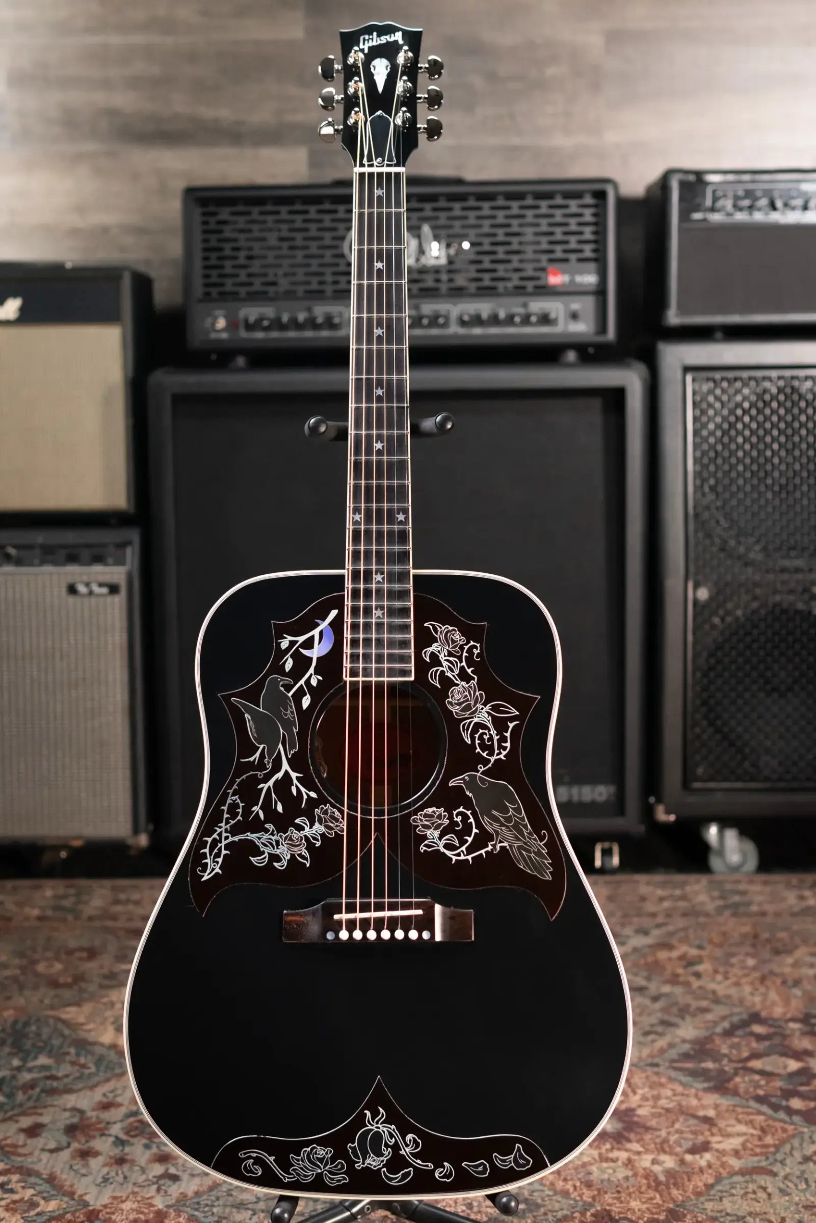 Gibson Custom Kirk Hammett Signature Raven Acoustic/Electric Guitar - Ebony with Hardshell Case