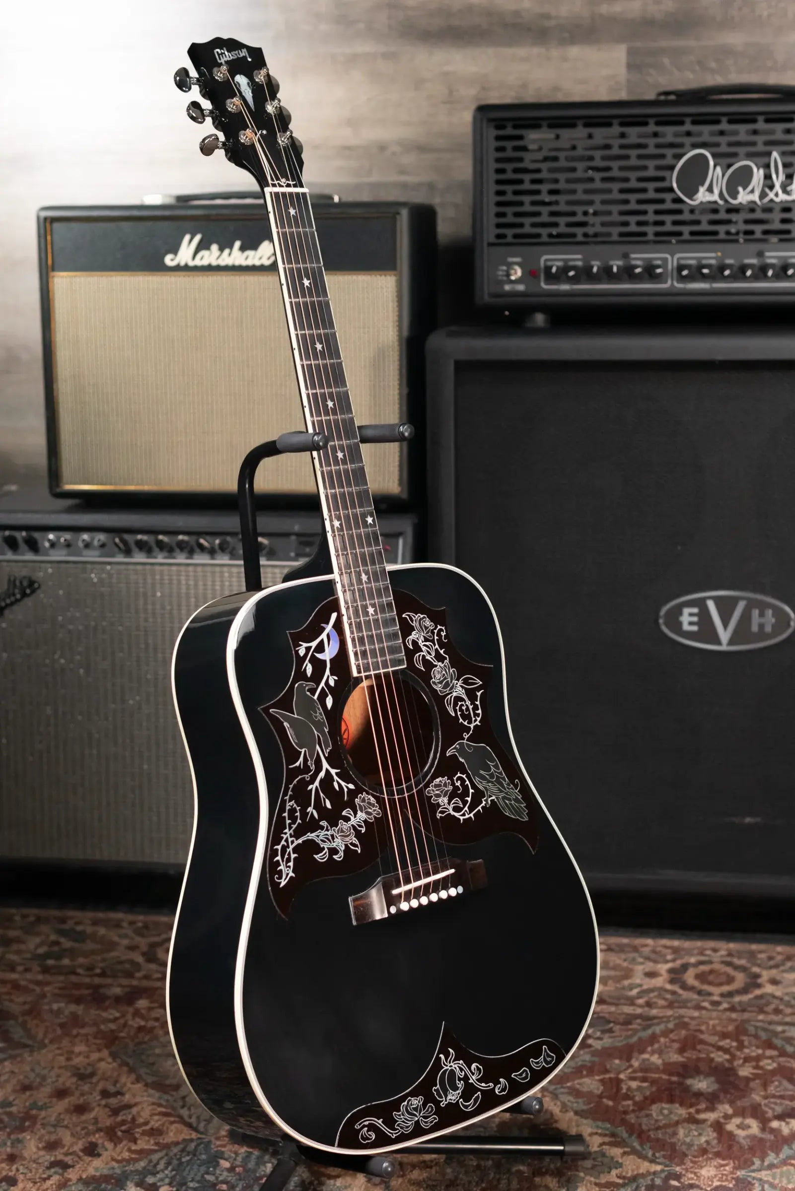 Gibson Custom Kirk Hammett Signature Raven Acoustic/Electric Guitar - Ebony with Hardshell Case