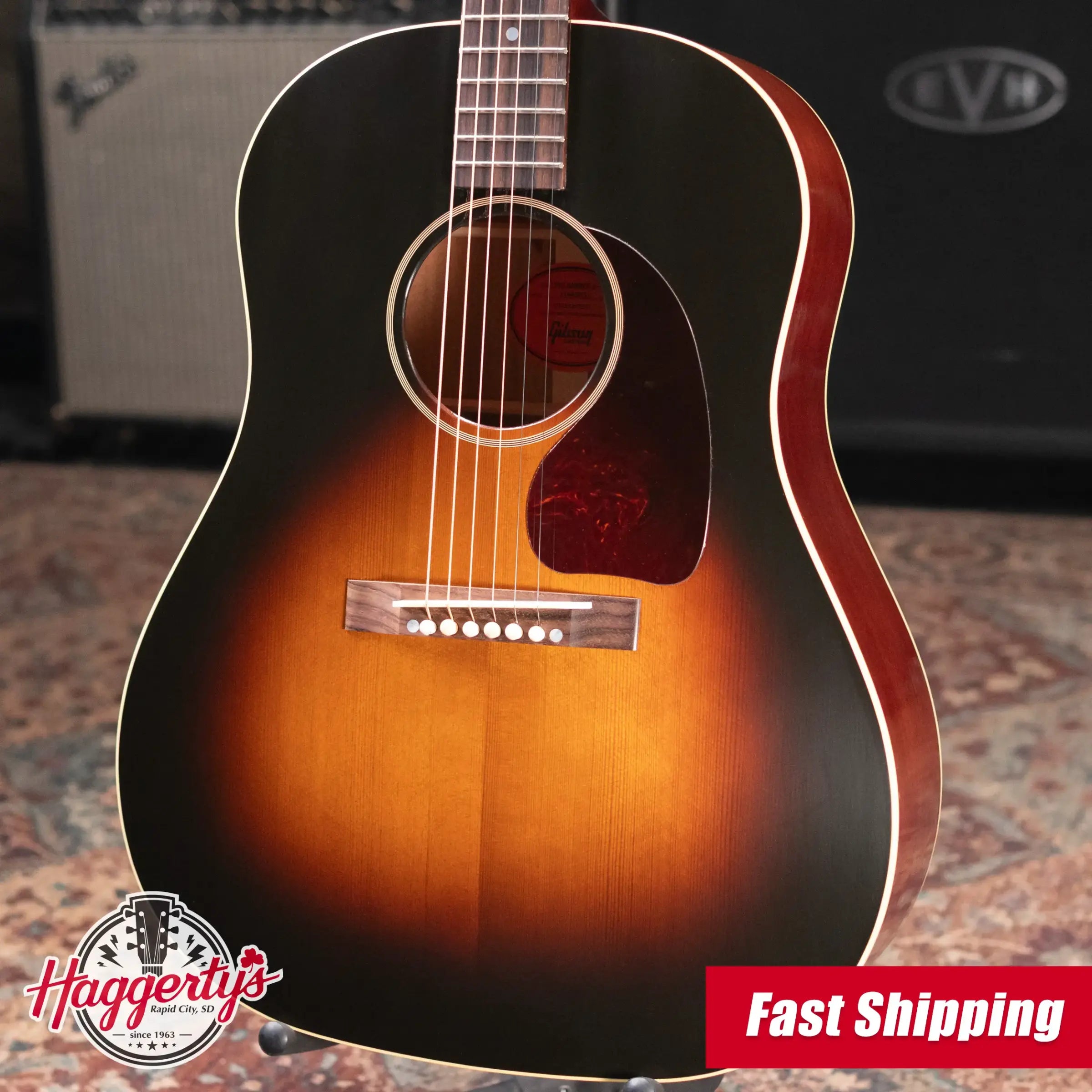 Gibson Custom Shop 1942 Banner J-45 Acoustic Guitar - Vintage Sunburst with Hardshell Case