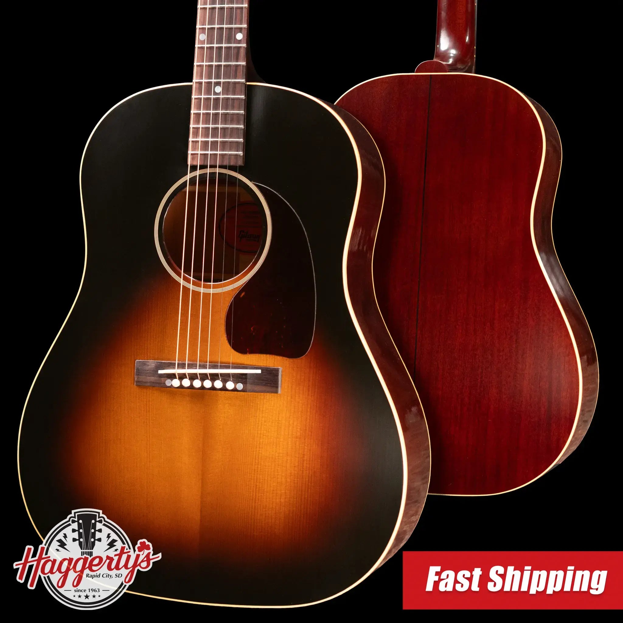 Gibson Custom Shop 1942 Banner J-45 Acoustic Guitar - Vintage Sunburst with Hardshell Case