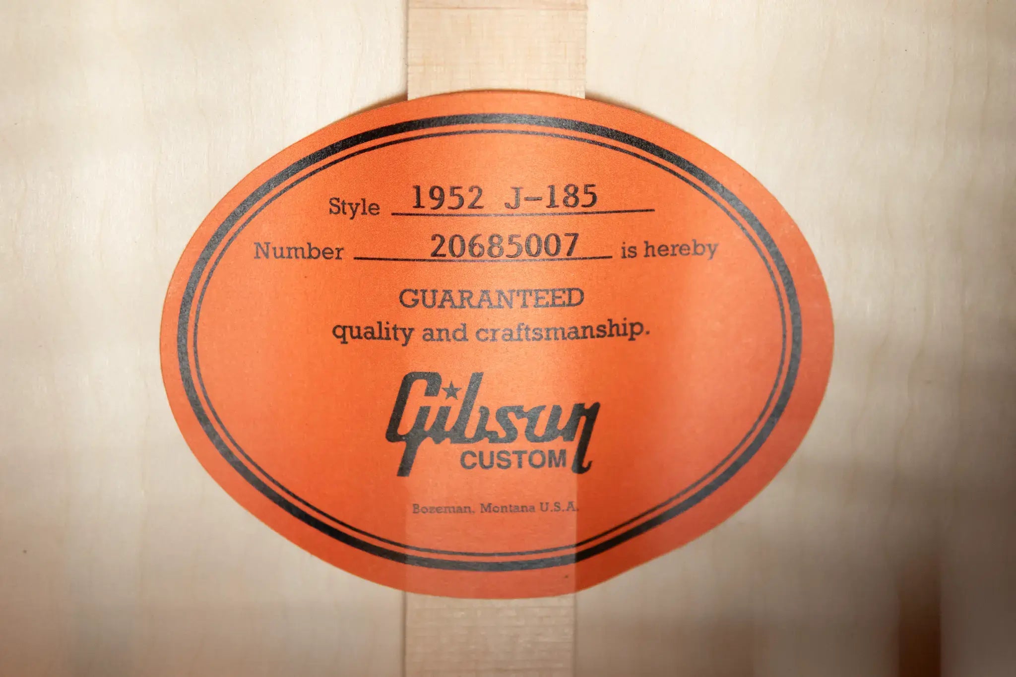 Gibson Custom Shop 1952 J-185 Acoustic Guitar - Antique Natural with Hardshell Case