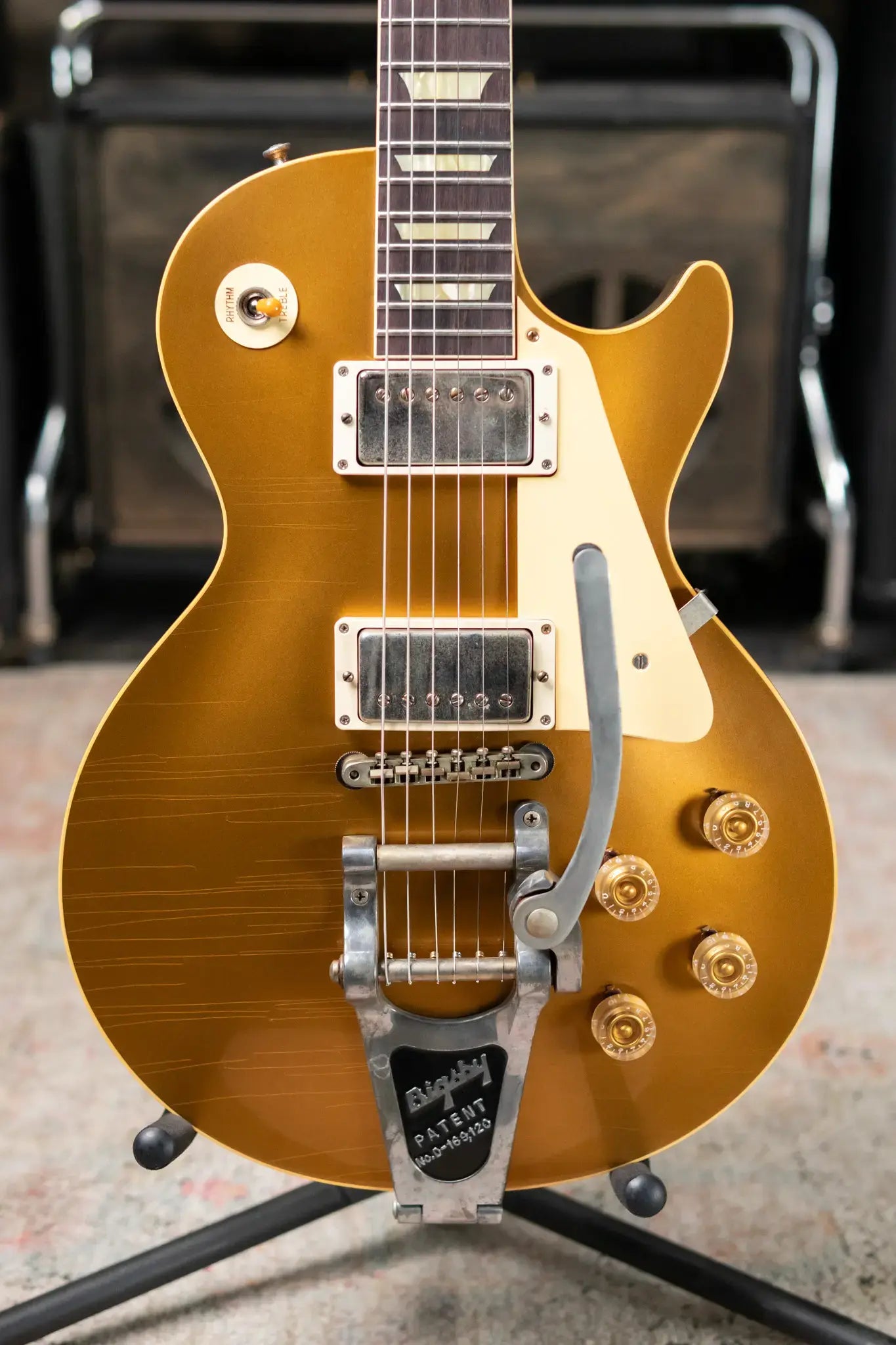 Gibson Custom Shop 1957 Les Paul Standard Murphy Lab Ultra Light Aged Electric Guitar with Bigsby - All Double Gold with Hardshell Case