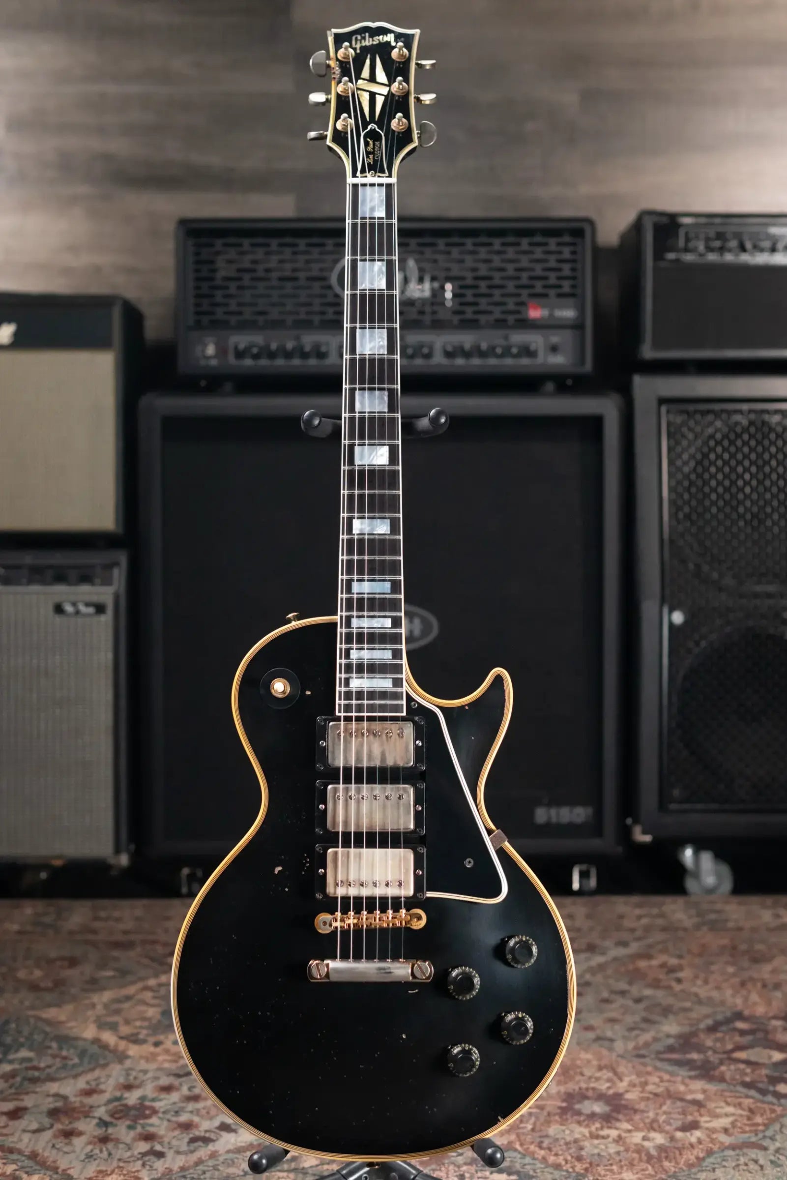 Gibson Custom Shop 1958 Les Paul Custom Eric Clapton Signature 3 Pickup Murphy Lab Aged Electric Guitar - Ebony with Hardshell Case