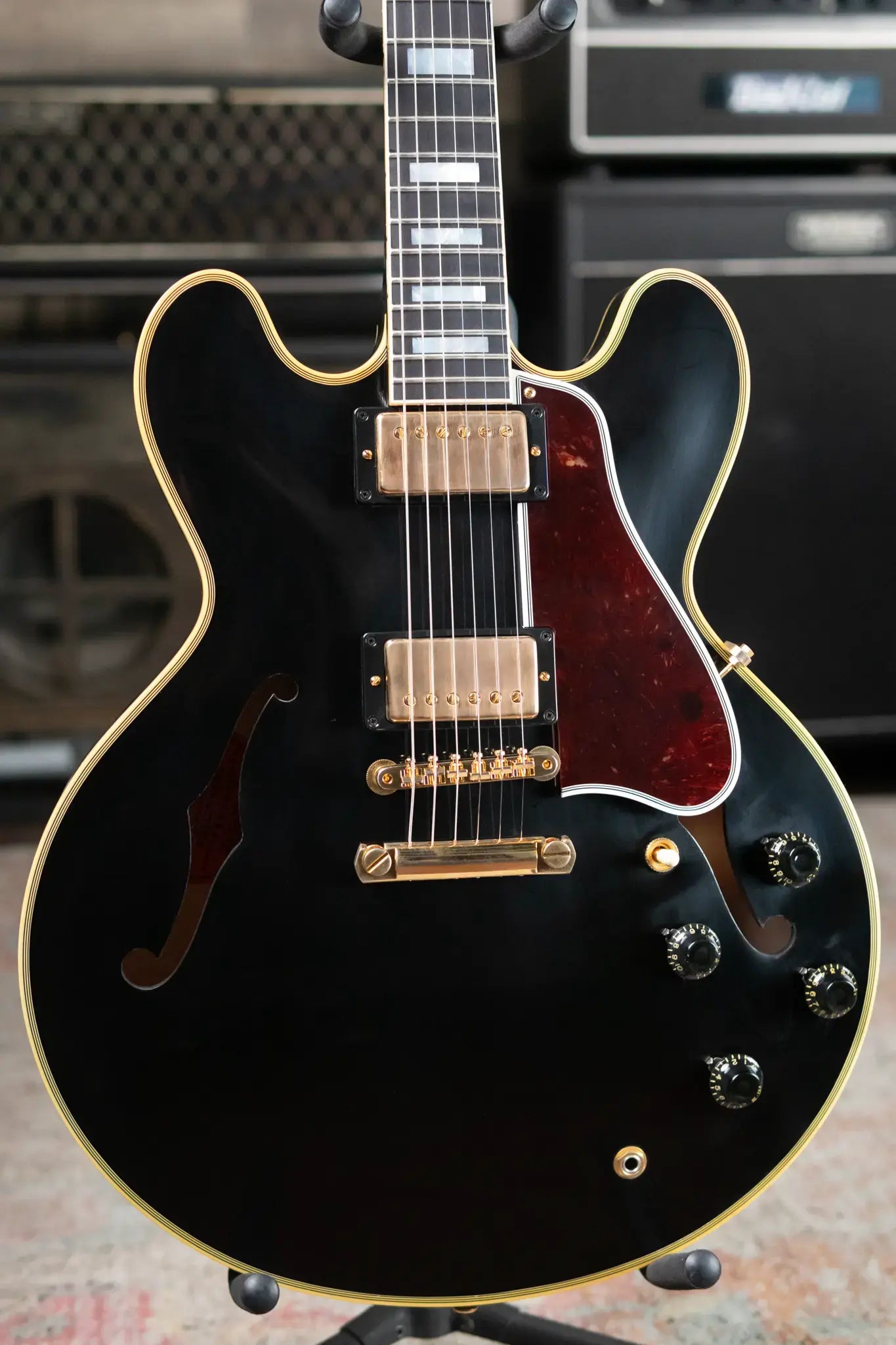 Gibson Custom Shop 1959 ES-355 Reissue Stop Bar VOS Semi-Hollow Electric Guitar - Ebony with Hardshell Case