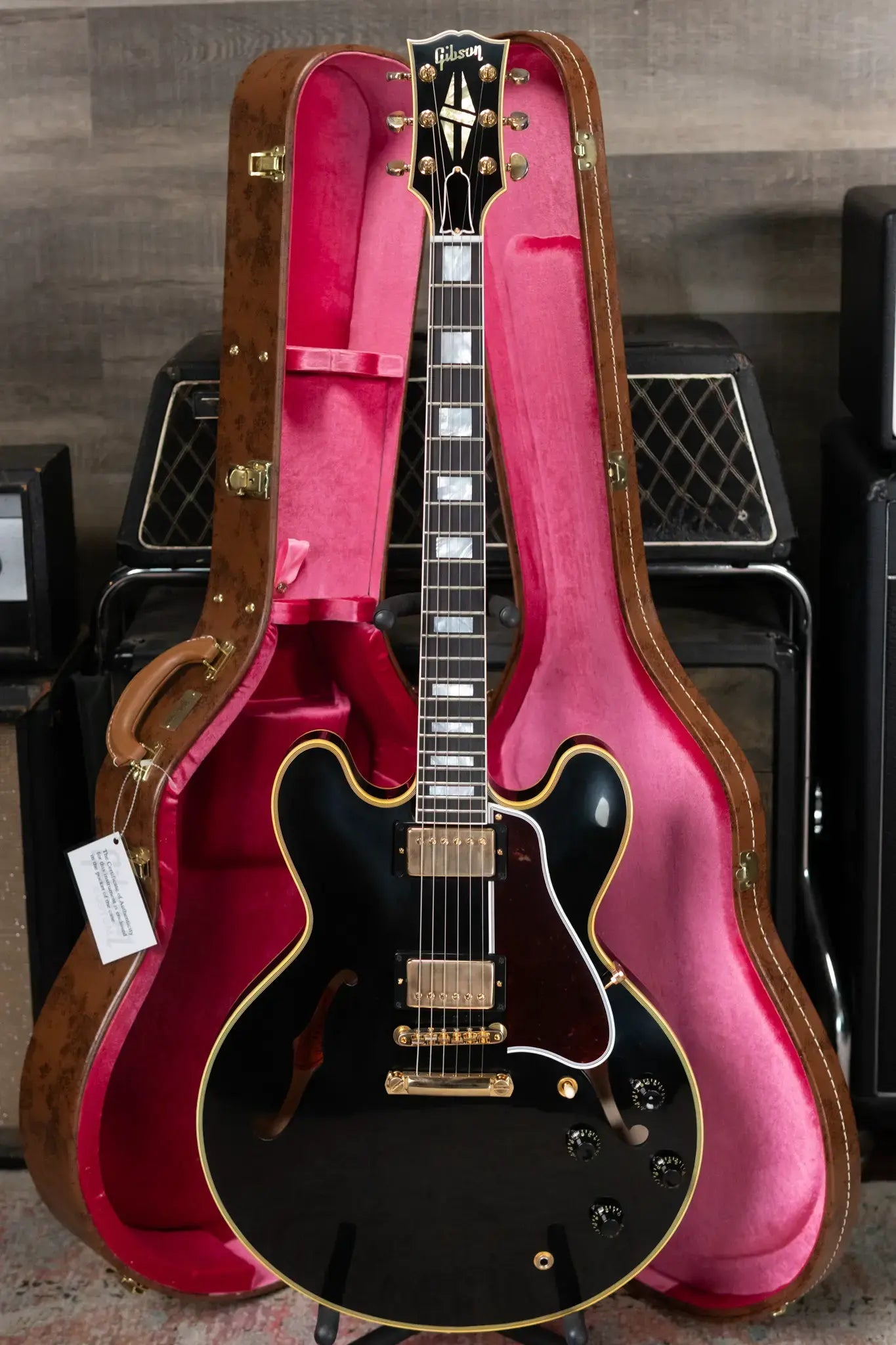 Gibson Custom Shop 1959 ES-355 Reissue Stop Bar VOS Semi-Hollow Electric Guitar - Ebony with Hardshell Case